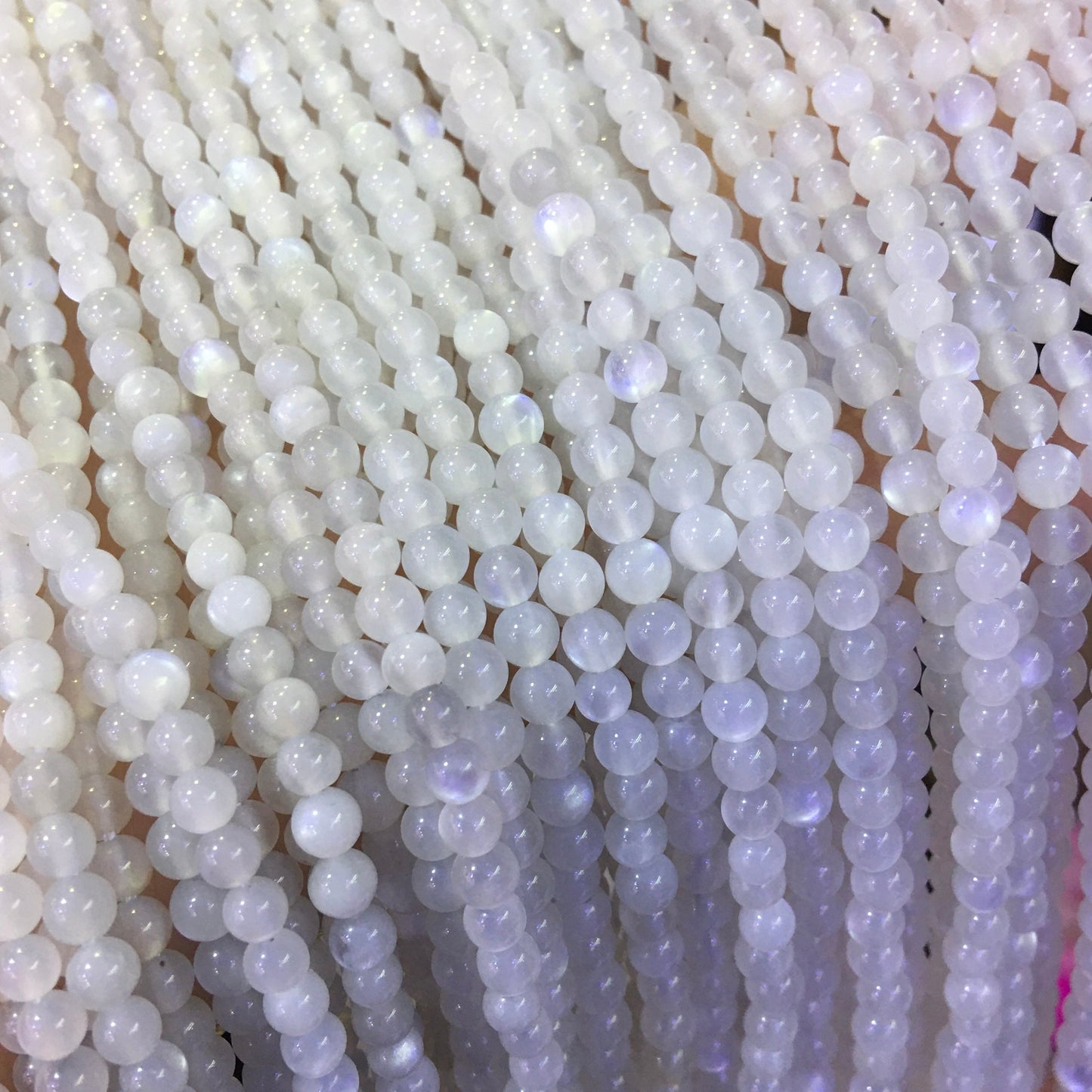 3.5Mm Natural Faceted White Moonstone Round Bead Strands For Diy Jewelry Projects