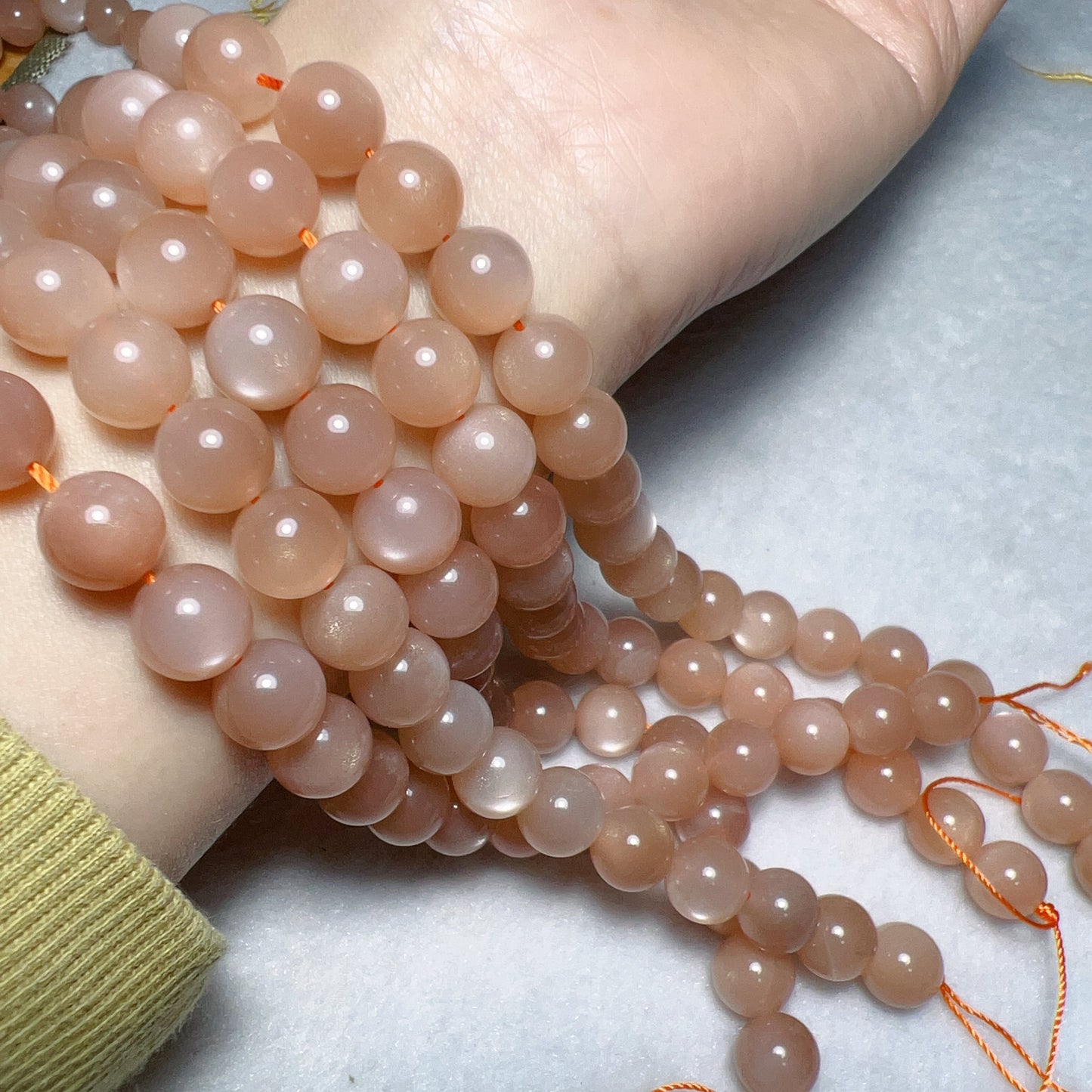 9.6Mm Natural Peach Moonstone High-Quality Round Bead Strands For Diy Jewelry Project