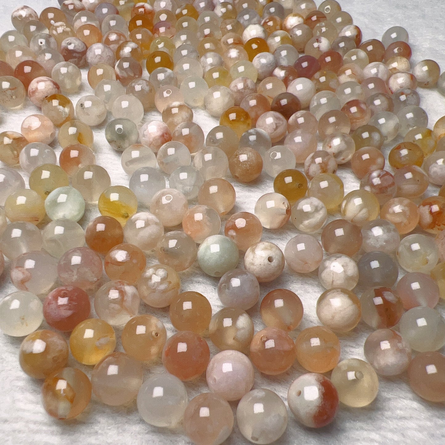 100 Pcs 8Mm High-Quality Cherry Blossom Agate Sakura Agate Round Beads For Diy Jewelry Projects