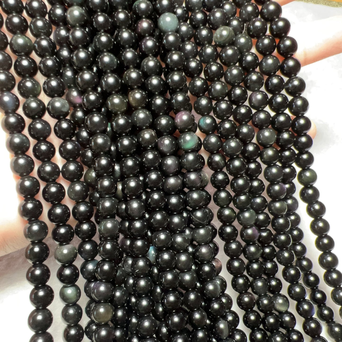 6Mm Natural Rainbow Sheen Obsidian Round Bead Strands Diy Jewelry Project