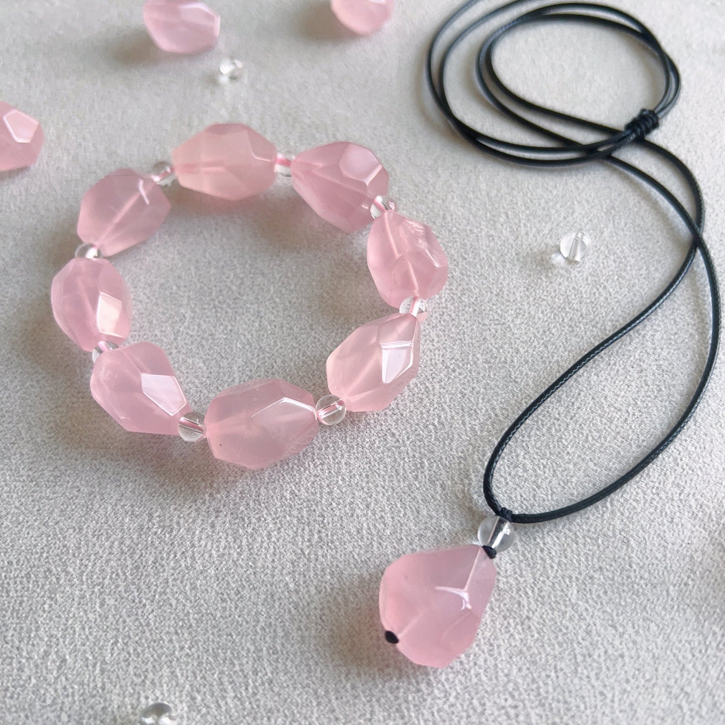 High-Quality Free-Form Faceted Rose Quartz Pendant Necklace | Handmade Heart Chakra Jewelry For Love Life And Relationship Enhancement