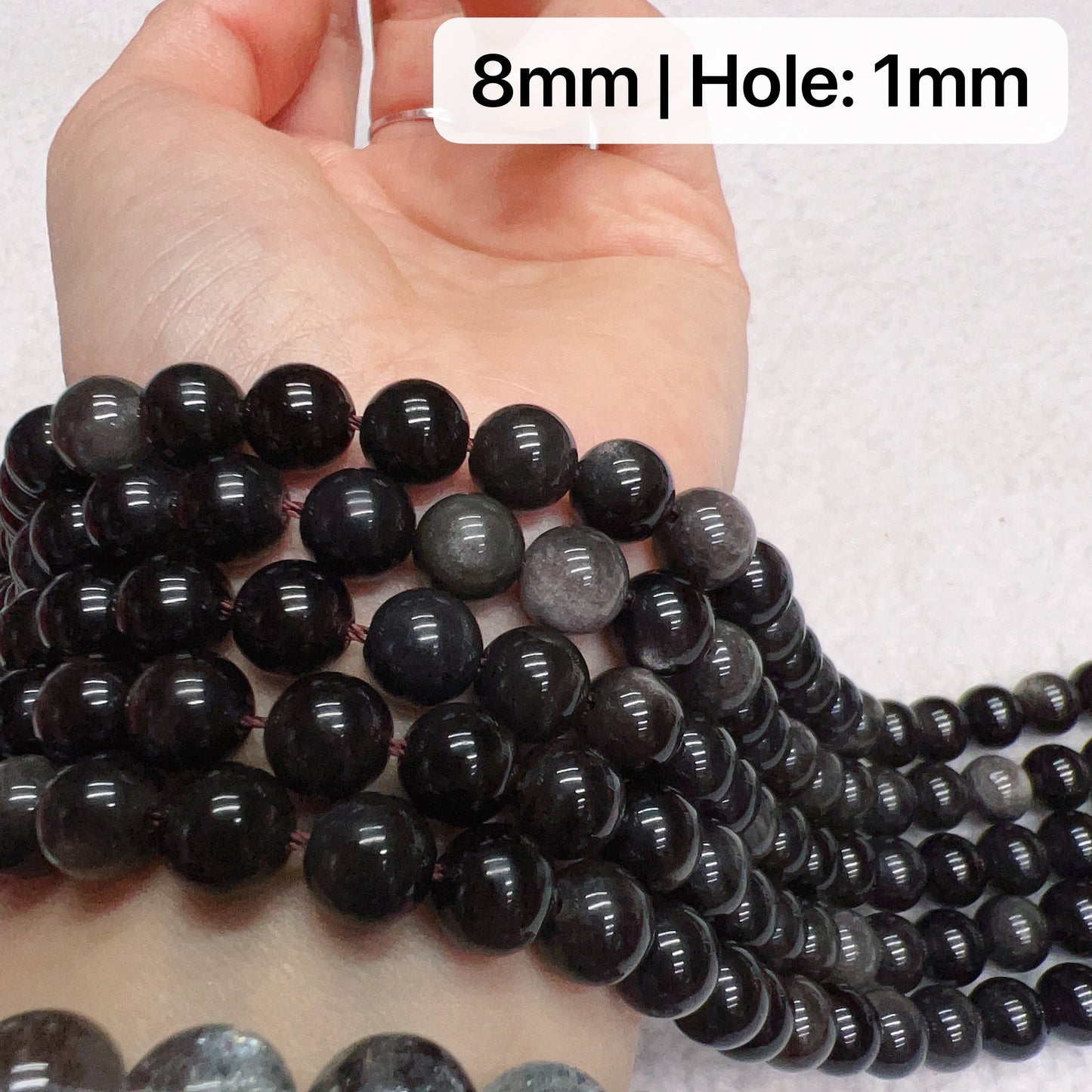 8Mm – 10Mm Natural Silver Sheen Obsidian Round Bead Strands Diy Jewelry Project