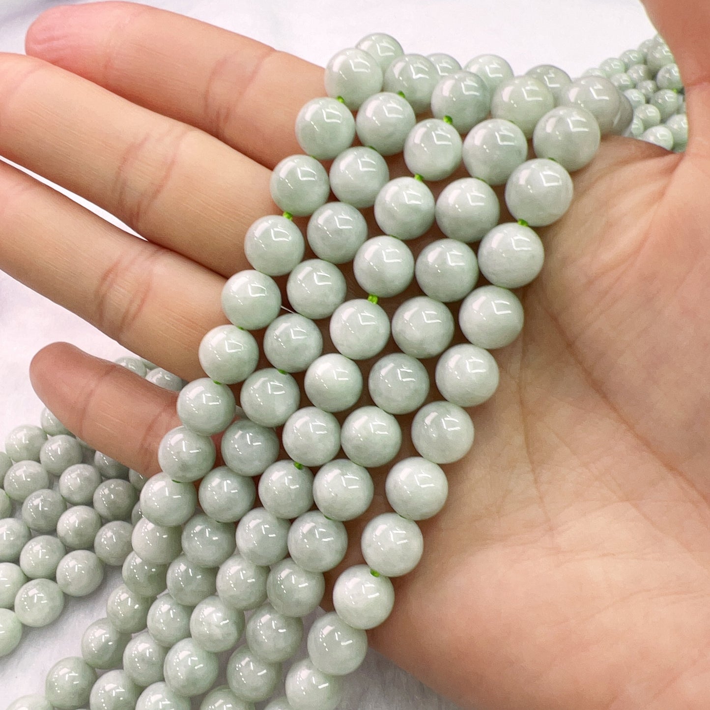 Light Green – Genuine Jade 8Mm Jadeite Round Bead Strands For Diy Jewelry Project