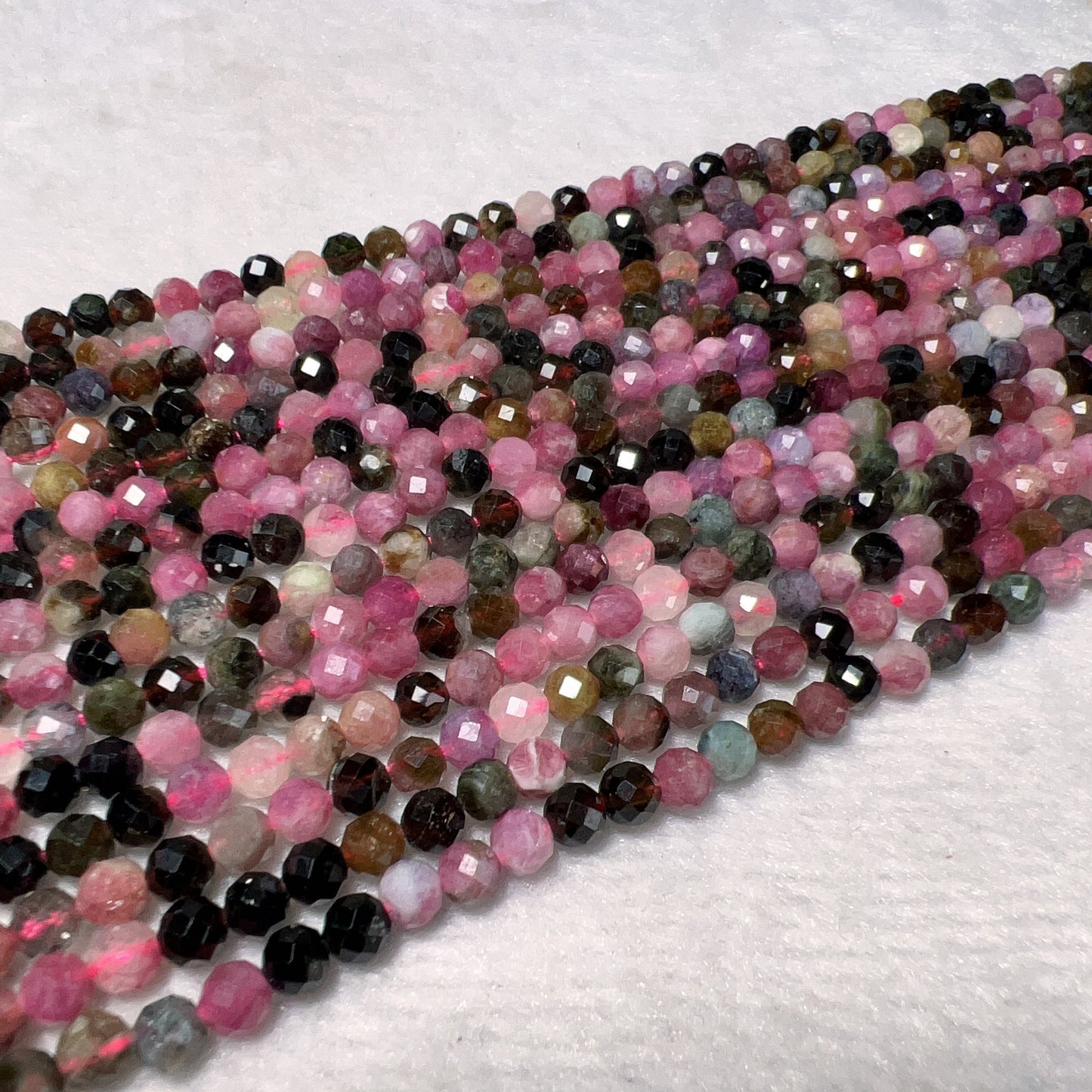 4.8Mm Natural Rainbow Tourmaline Faceted Bead Strands Diy Jewelry Project