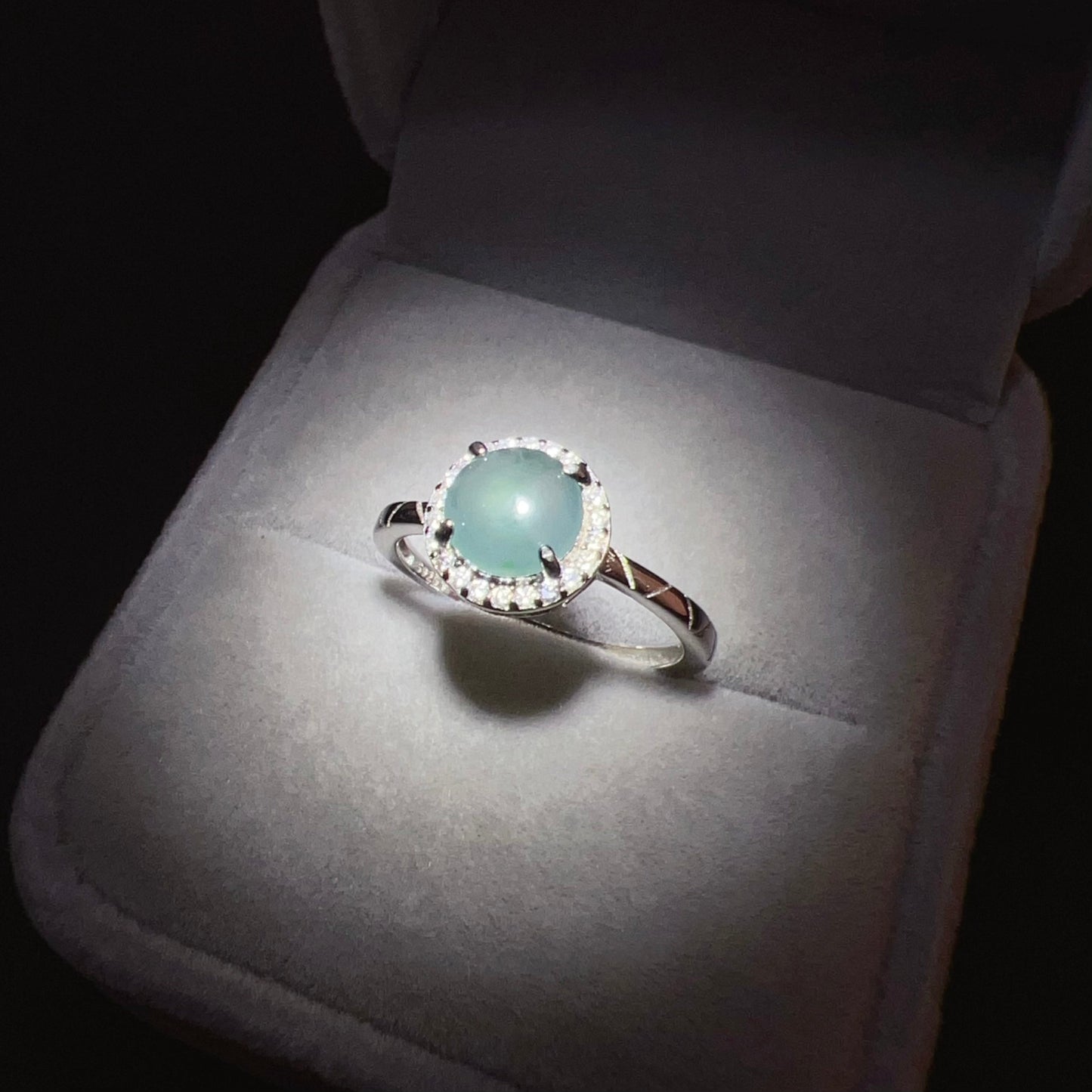 Natural Rare Blue-Green Jadeite Ring Handmade With 925 Sterling Silver | One Of A Kind Fashion Jewelry