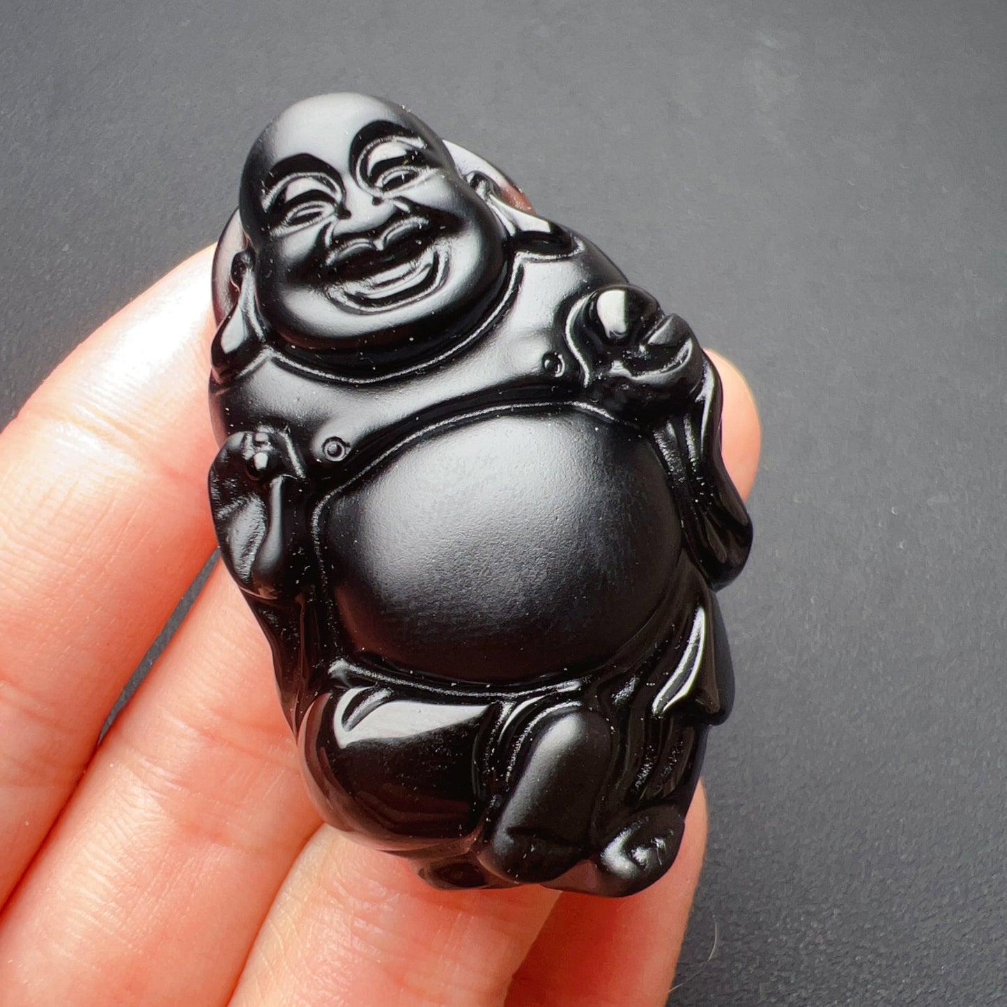 Top-Quality Black Obsidian Happy Maitreya Buddha Pendants For Diy Jewelry Project