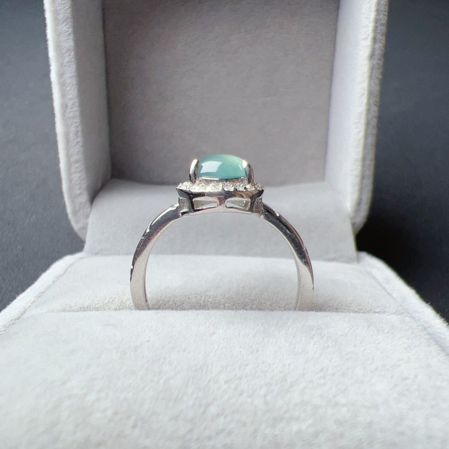 Natural Rare Blue-Green Jadeite Ring Handmade With 925 Sterling Silver | One Of A Kind Fashion Jewelry