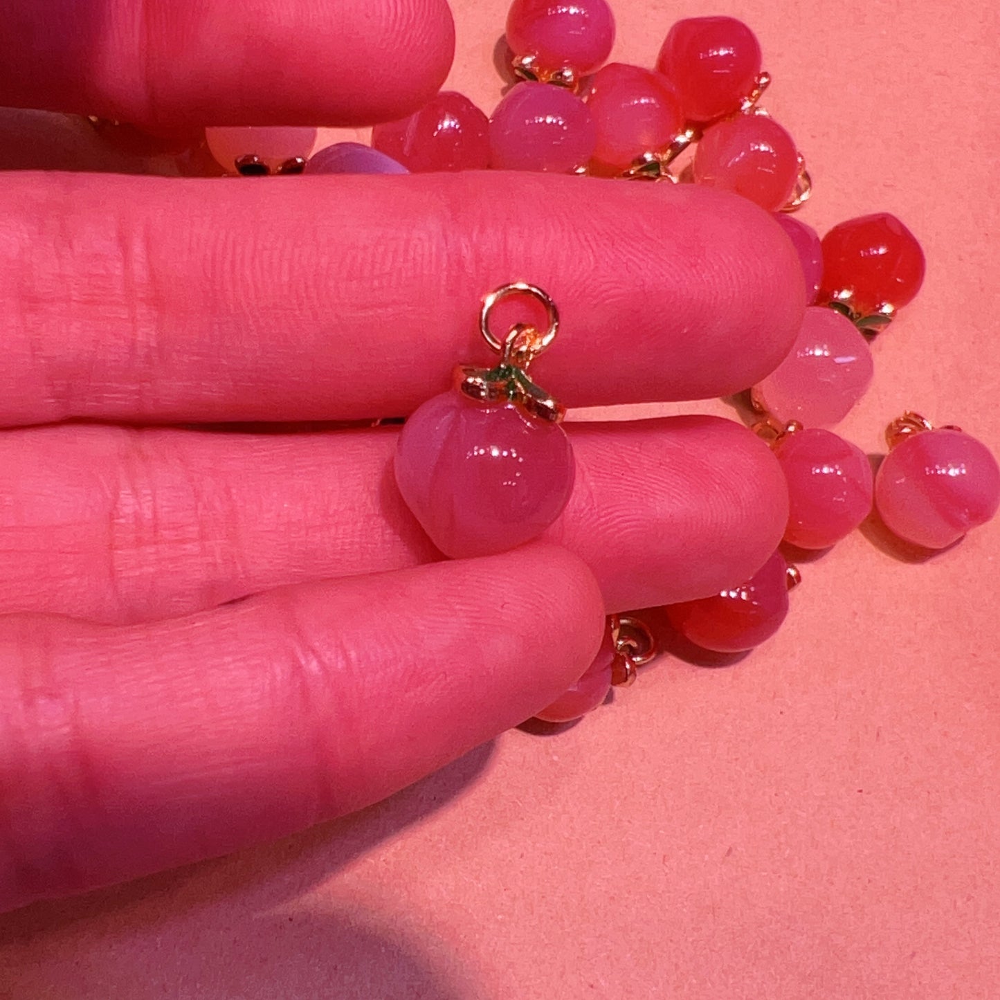 Natural Yanyuan Agate Peaches Pendants With 18K Yellow Gold Plated For Diy Jewelry Project