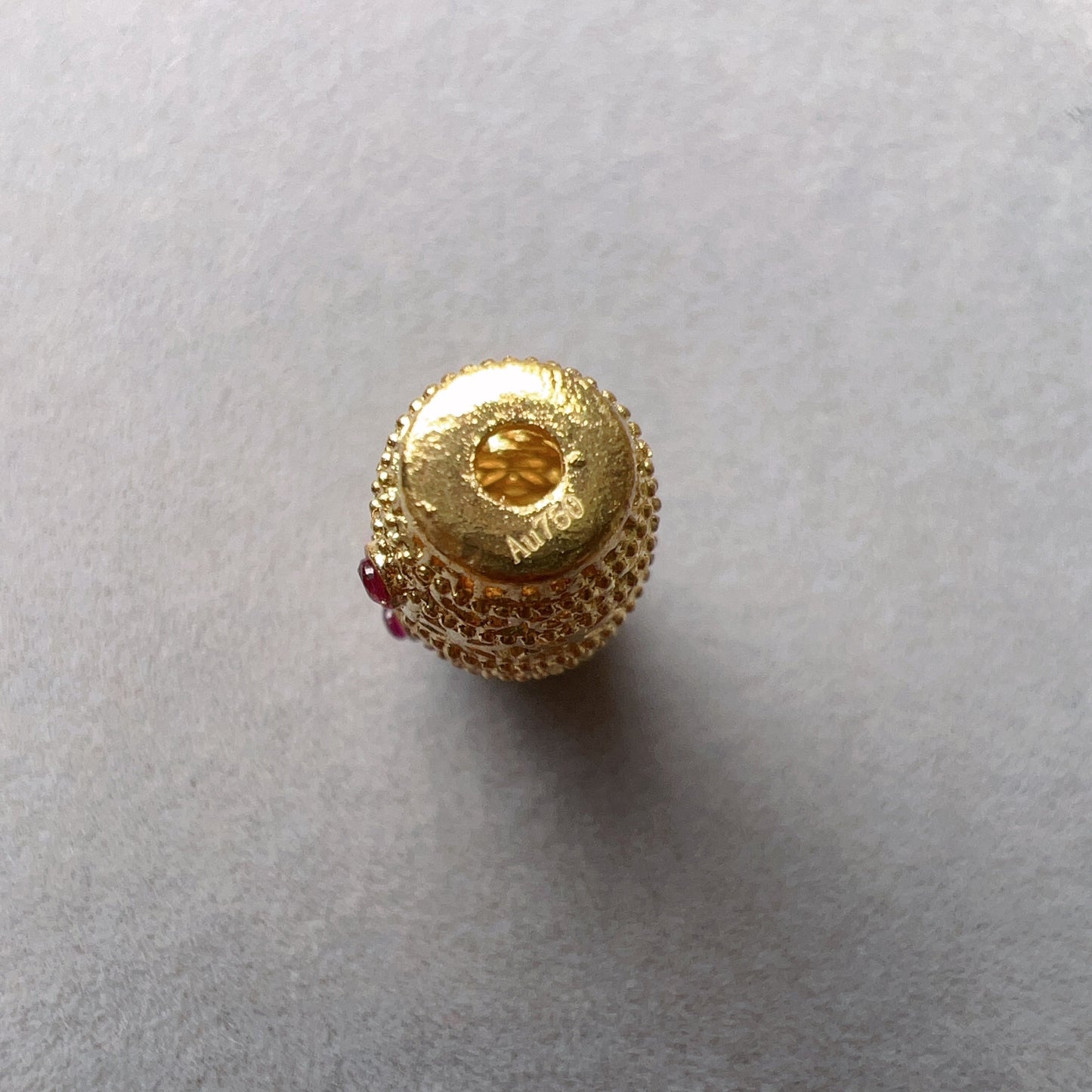 18K Yellow Gold Barrel Bead Charm With Cubic Zirconia Stones For Diy Jewelry Projects