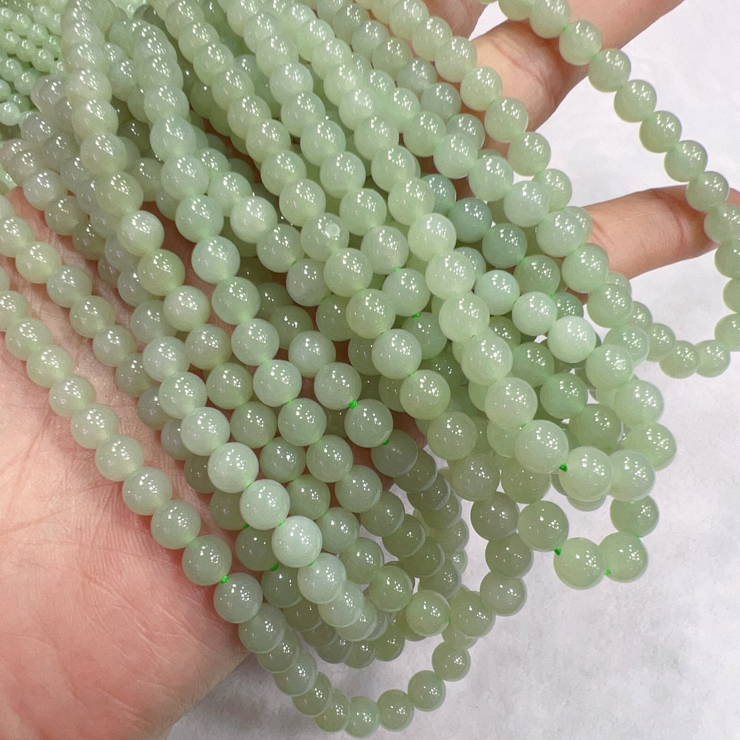 108 Light Green Nephrite Prayer Beads 6Mm Round Bead Strands For Diy Jewelry Projects