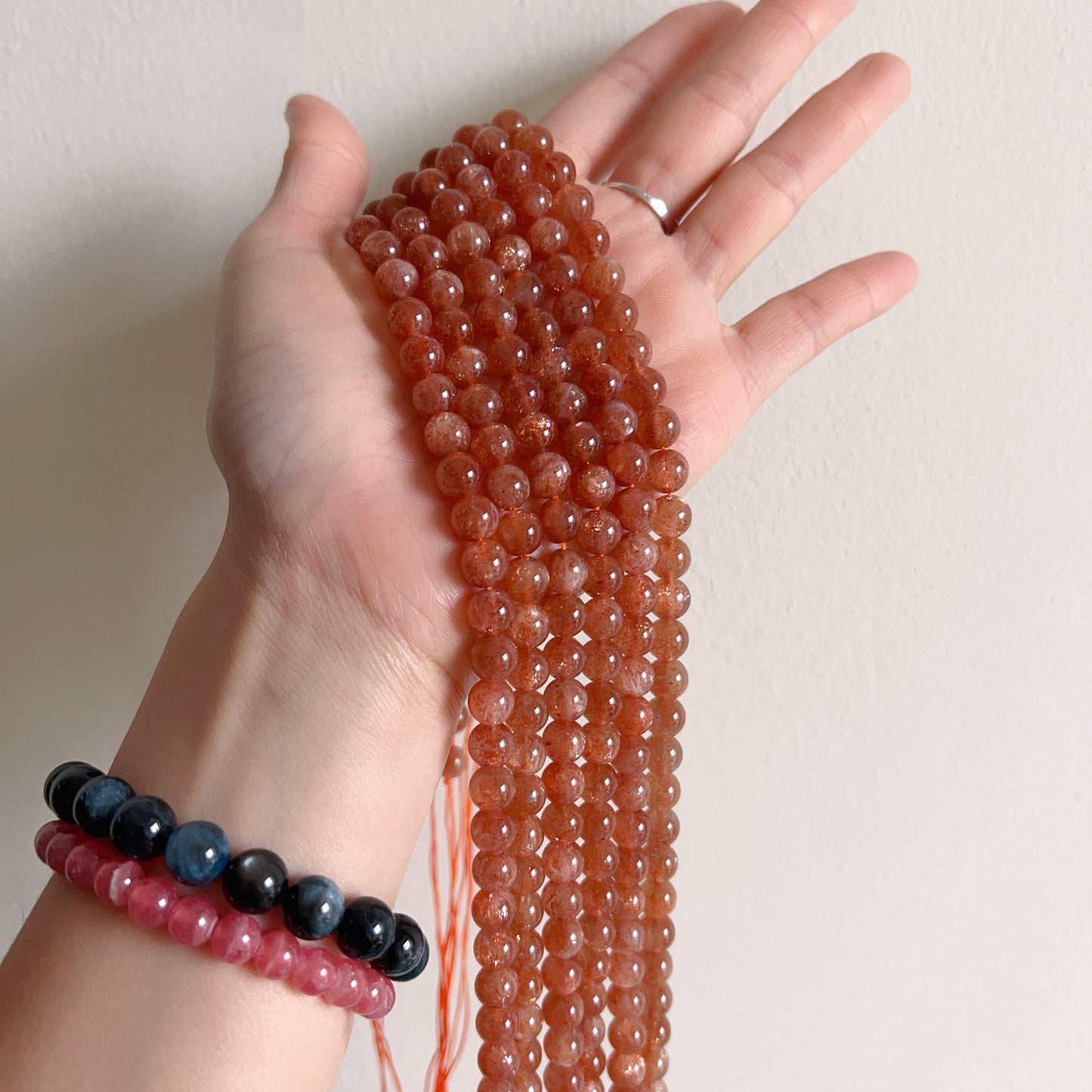 8Mm Natural Golden Sunstone Bead Strands Natural Crystal For Diy Jewelry Project