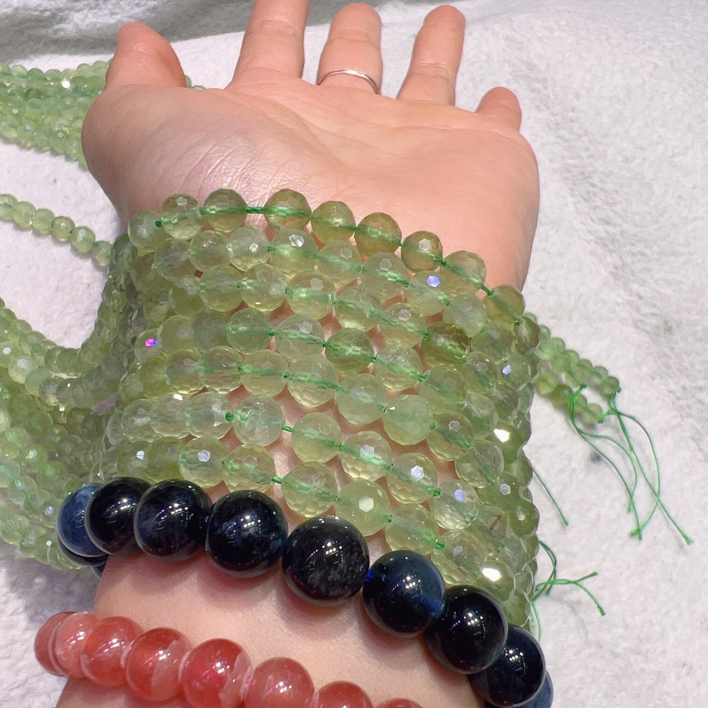 6Mm Natural High-Quality Faceted Prehnite Bead Strands For Diy Jewelry Projects