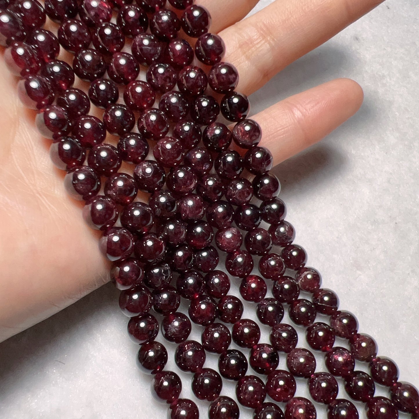7Mm Natural Almandine Red Garnet Round Bead Strands For Diy Jewelry Project