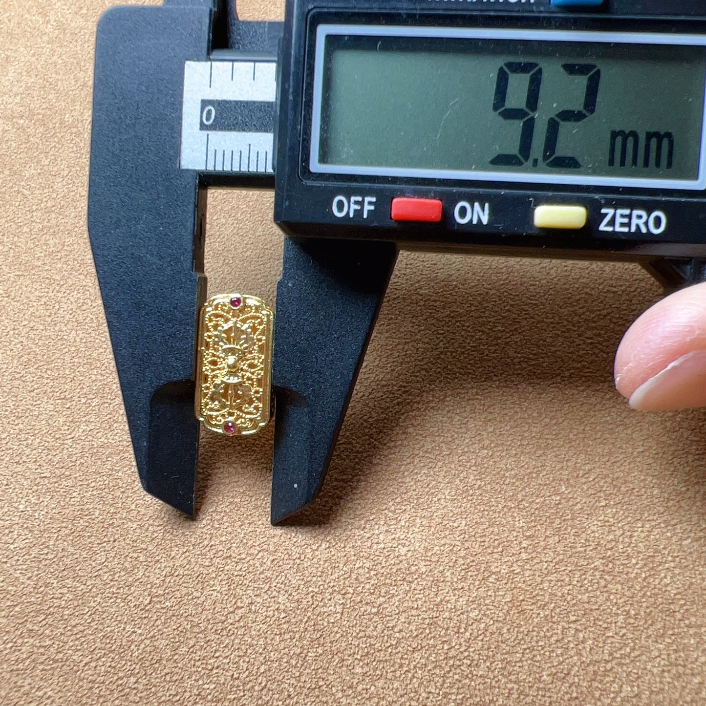 18K Yellow Gold Flat Bead Charms With Cubic Zirconia Stone For Diy Jewelry Projects