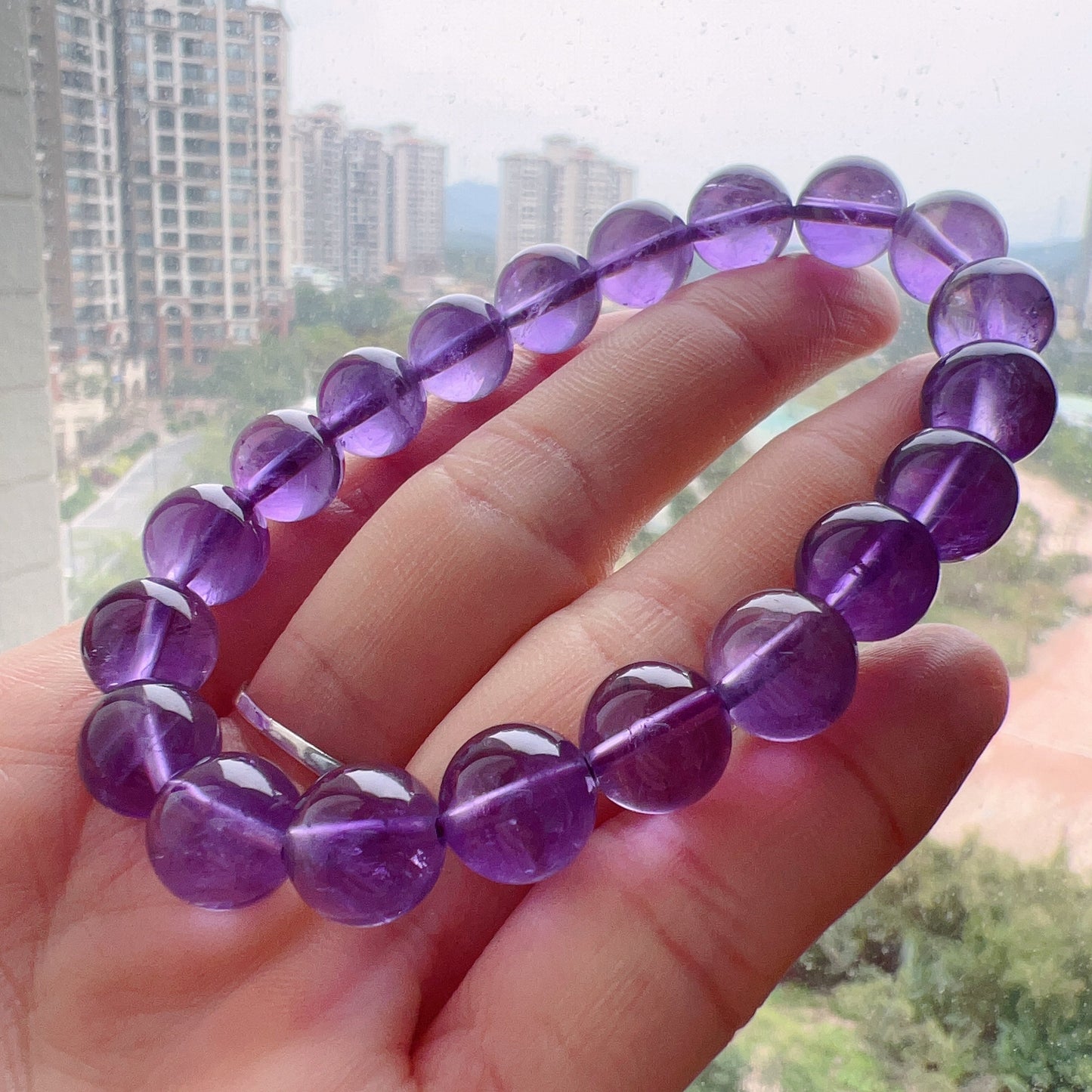 10Mm Natural Amethyst Healing Crystal Bracelet | Crown Third Eye Chakra Reiki Healing | Uplift Brainwork