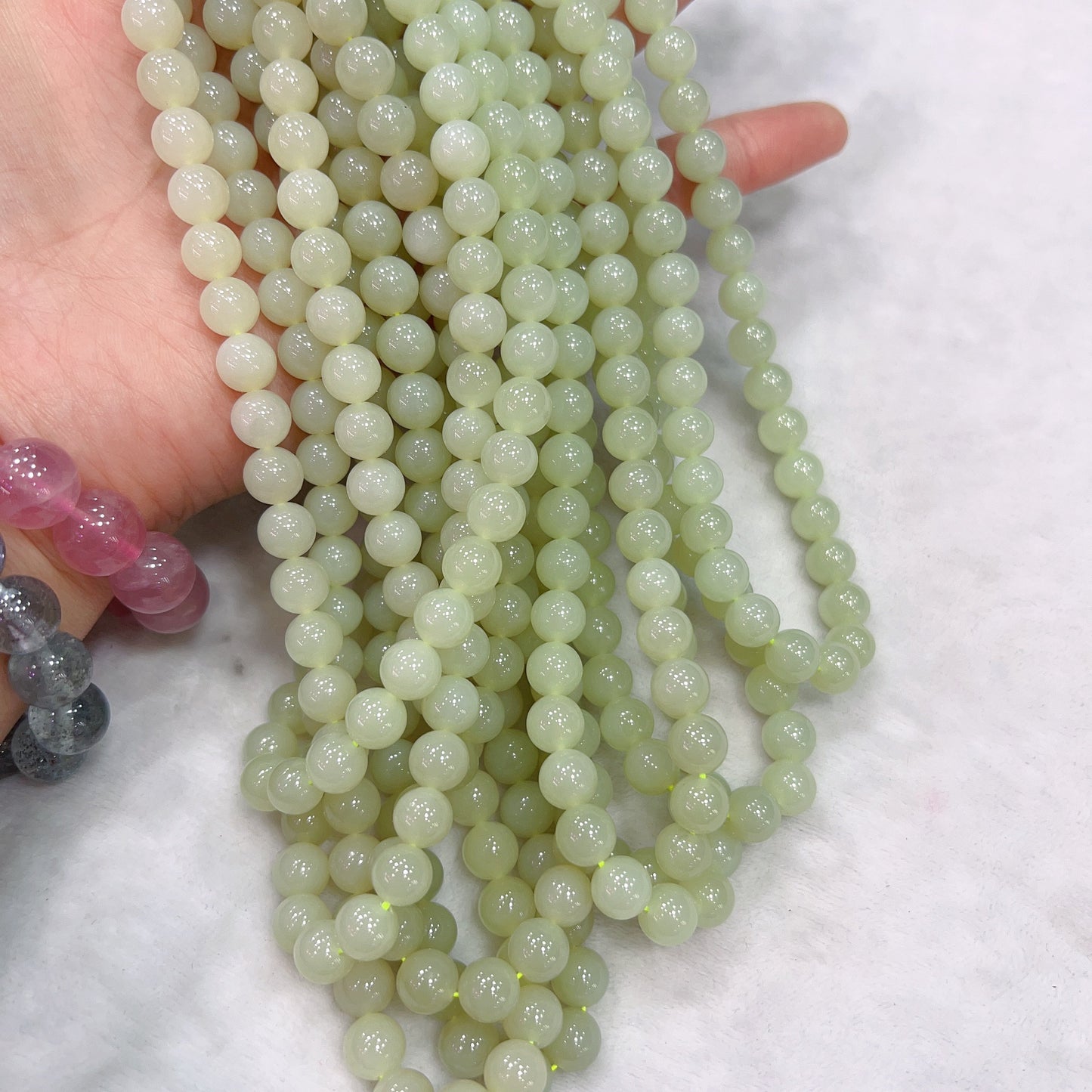 8Mm Natural Yellow Nephrite Round Bead Necklace Strands For Diy Jewelry Projects