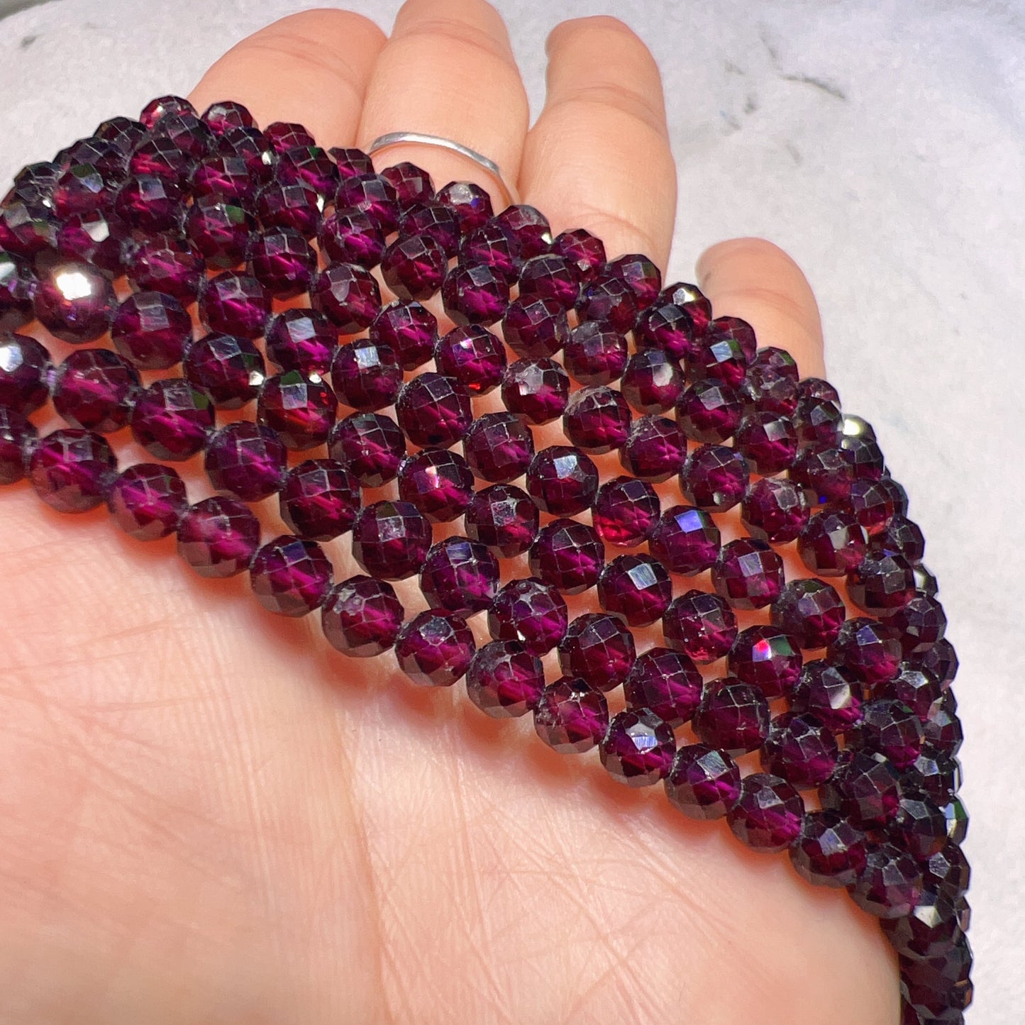 Best Quality In Strands 5Mm Natural Rhodolite Purple Garnet Faceted Bead Strands For Diy Jewelry Projects