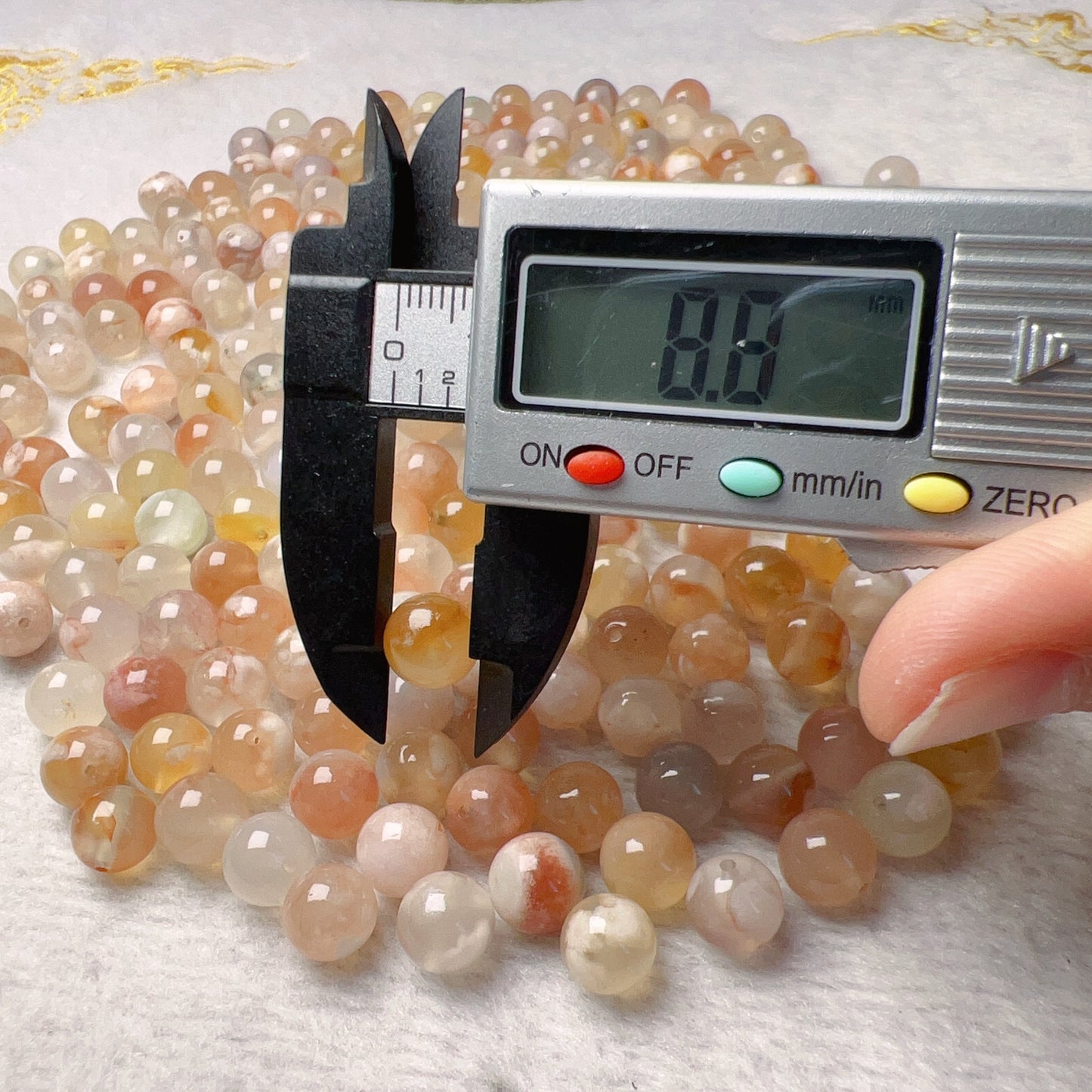 100 Pcs 8Mm High-Quality Cherry Blossom Agate Sakura Agate Round Beads For Diy Jewelry Projects