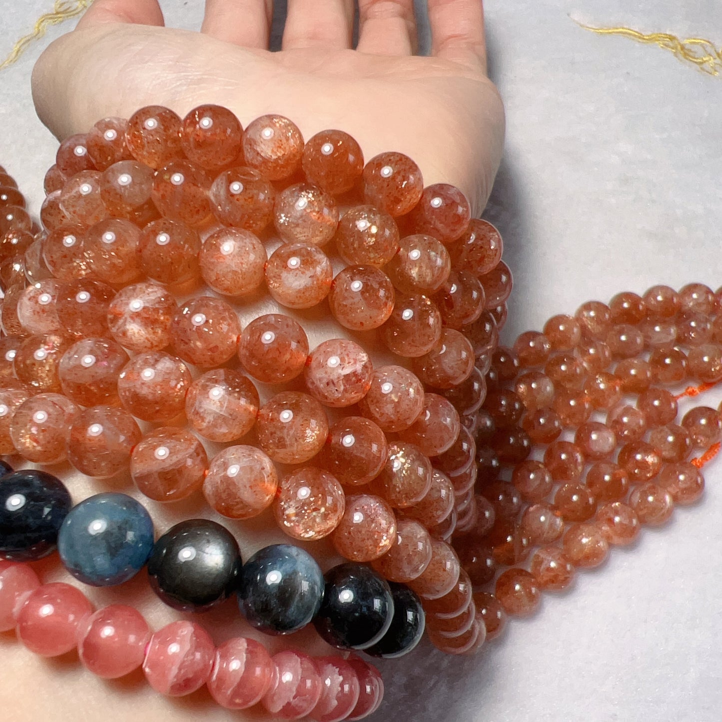 8Mm Natural Golden Sunstone Bead Strands Natural Crystal For Diy Jewelry Project