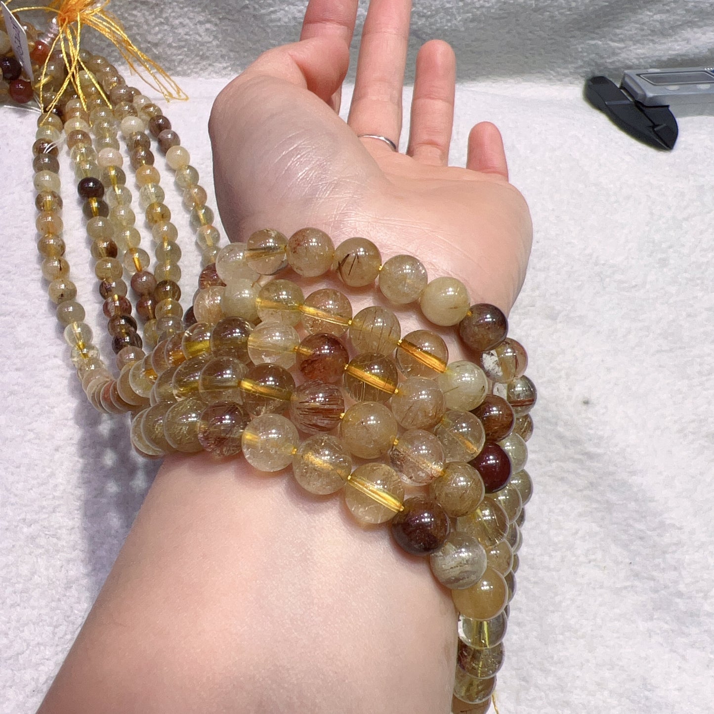 8Mm Natural Assorted Rutilated Quartz Round Beads Strands For Diy Jewelry Projects