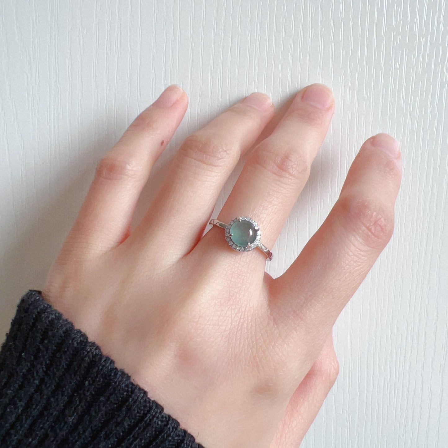 Natural Rare Blue-Green Jadeite Ring Handmade With 925 Sterling Silver | One Of A Kind Fashion Jewelry