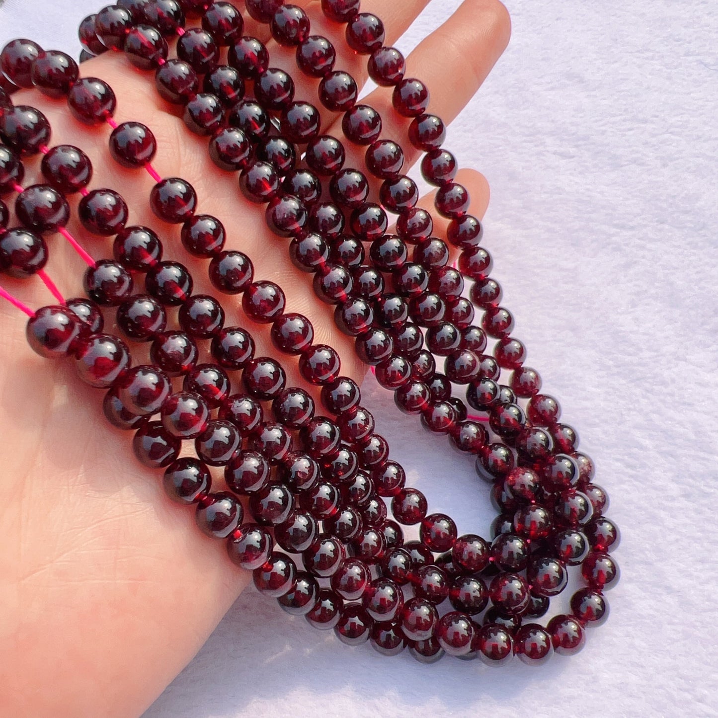 7 – 7.5Mm Natural Almandine Red Garnet Round Bead Strands For Diy Jewelry Project
