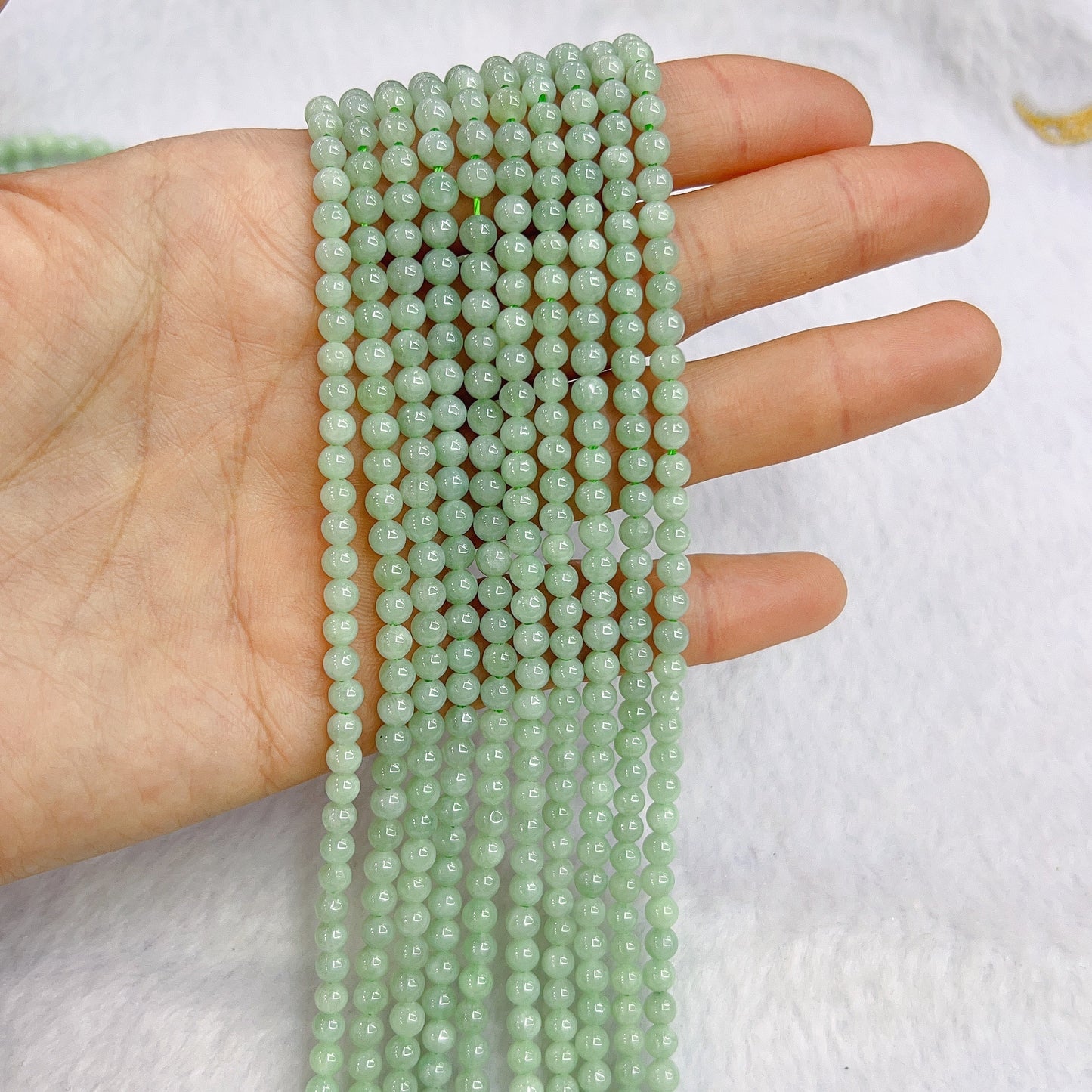 High-Quality In Strand 4Mm Genuine Jadeite Round Beads Diy Jewelry Making Project