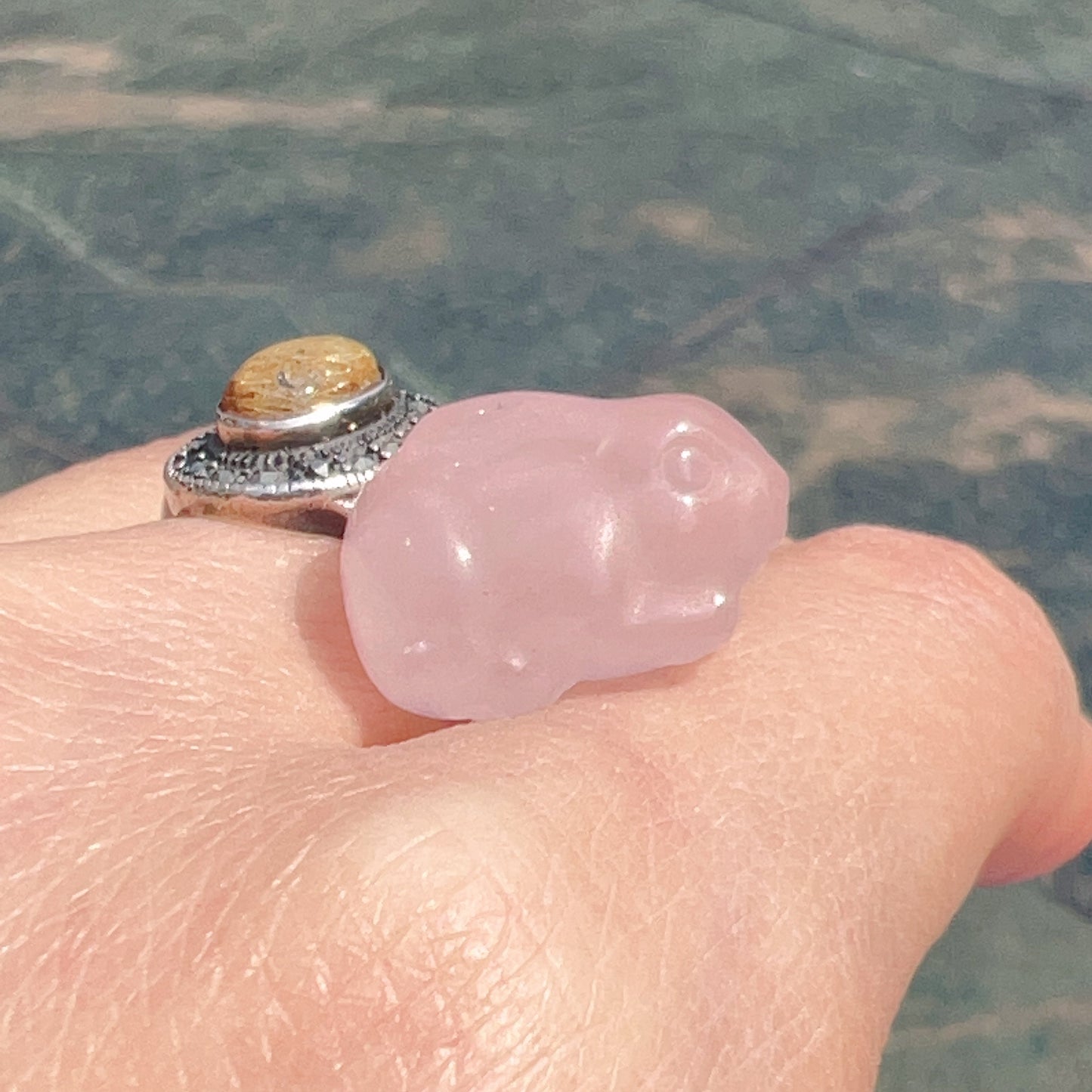 Cute Parts – Natural Rose Quartz Year Of Rabbit Charms For Diy Jewelry Project