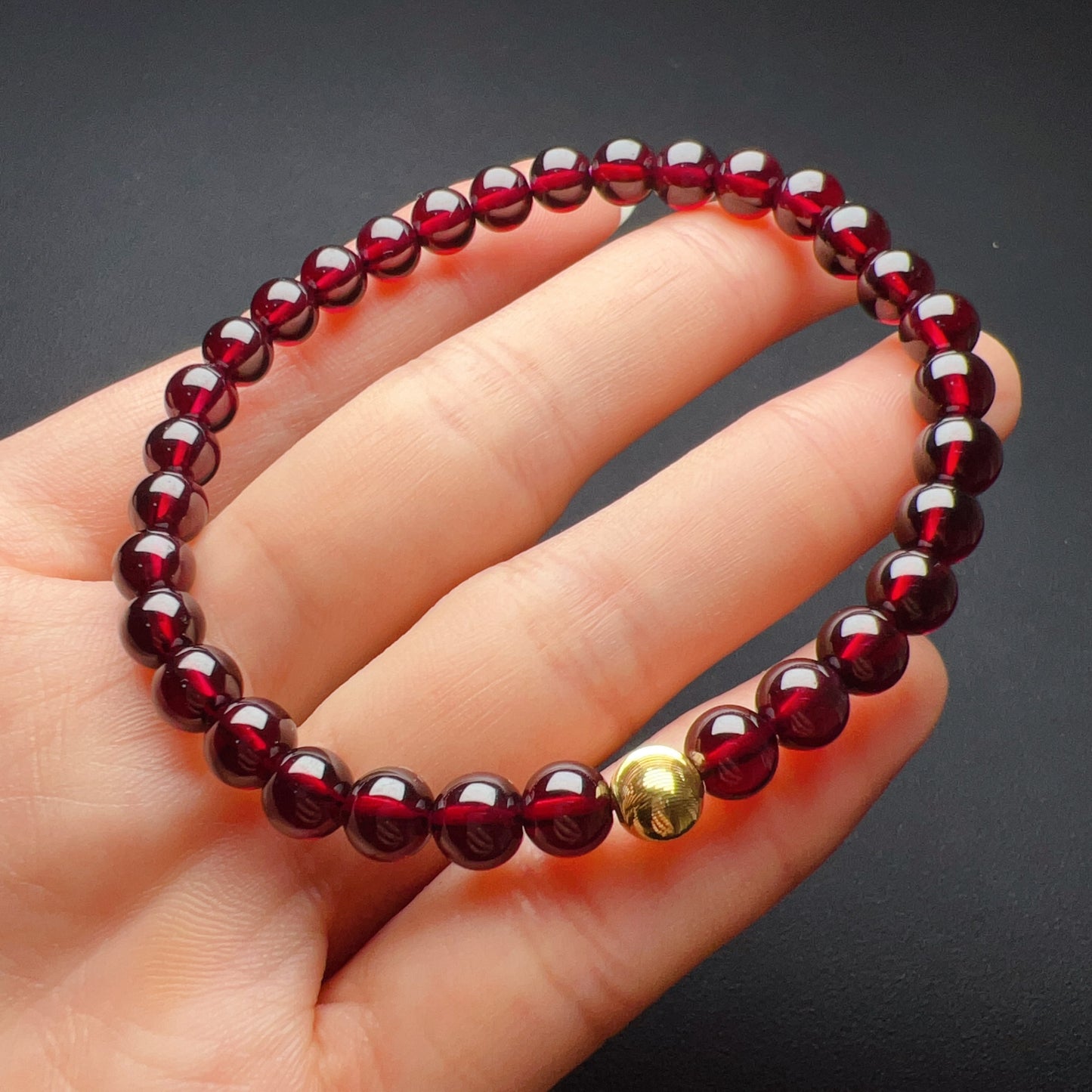 Red Garnet Protection Bracelet With 18K Yellow Gold | Root Chakra Healing & Energy Jewelry For Men And Women