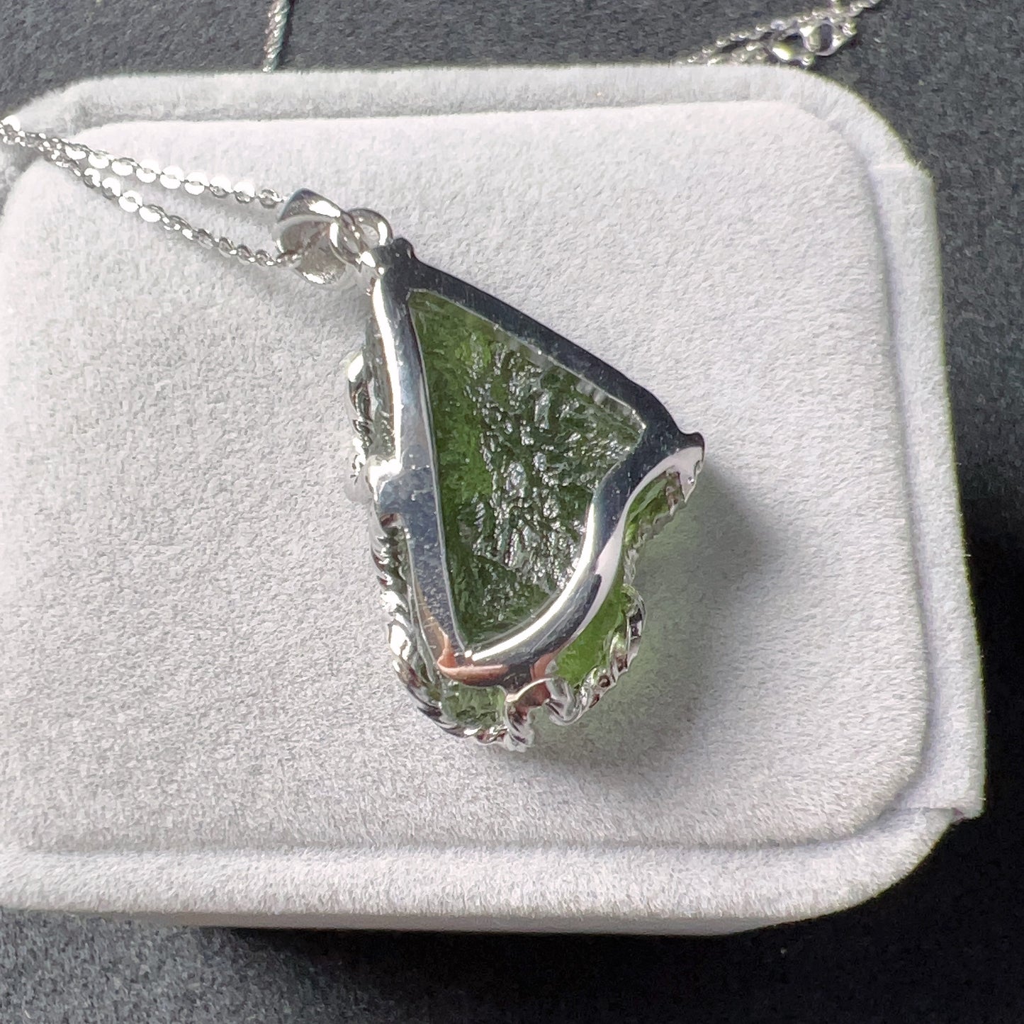 5.6G Natural Czech Moldavite Raw Stone Pendant Necklace Top-Quality Green | Rare High-Frequency Heart Chakra Healing Stone