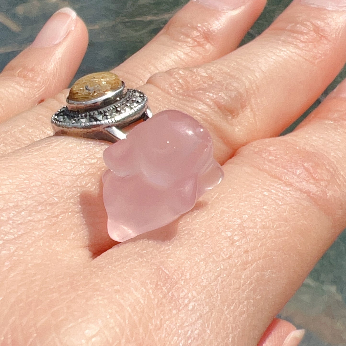Cute Parts – Natural Rose Quartz Flying Rabbit Charms For Diy Jewelry Project