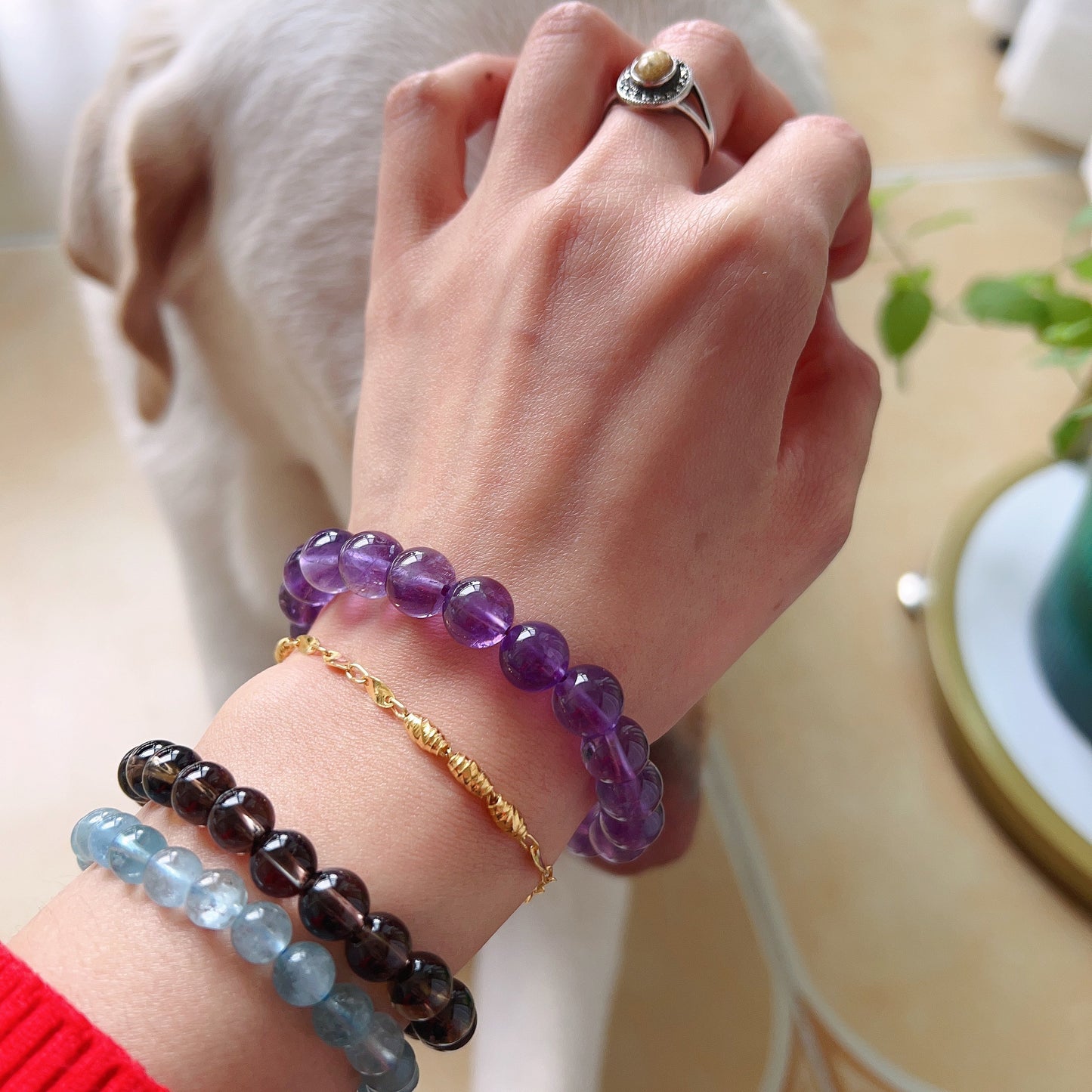 10Mm Natural Amethyst Healing Crystal Bracelet | Crown Third Eye Chakra Reiki Healing | Uplift Brainwork