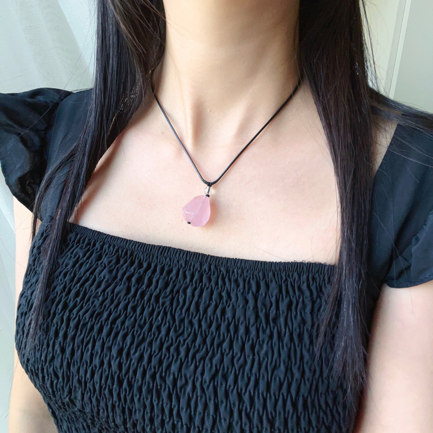 High-Quality Free-Form Faceted Rose Quartz Pendant Necklace | Handmade Heart Chakra Jewelry For Love Life And Relationship Enhancement