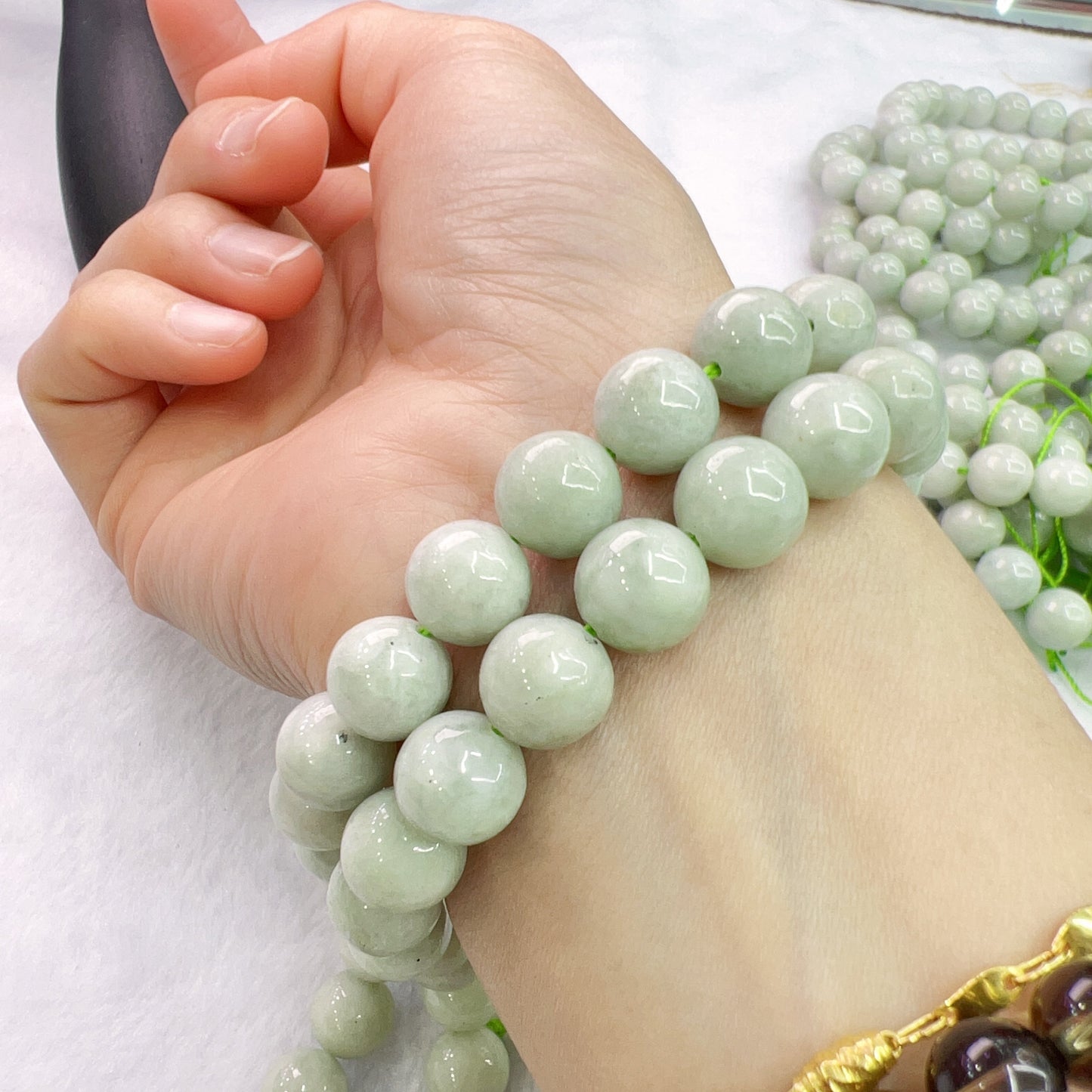 Light Green – Genuine Jade 10Mm Jadeite Round Bead Strands For Diy Jewelry Project