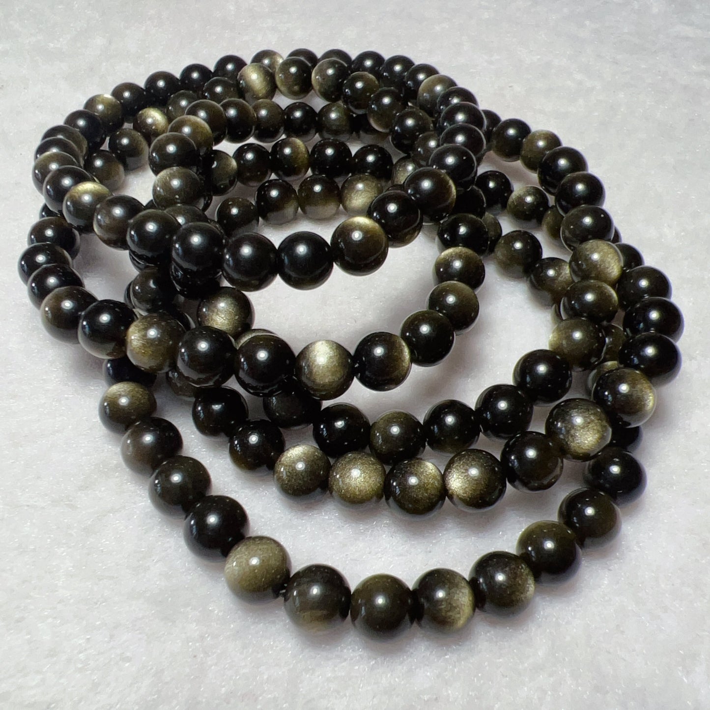 6Mm Top Grade Golden Sheen Obsidian Round Bead Bracelets For Diy Jewelry Project
