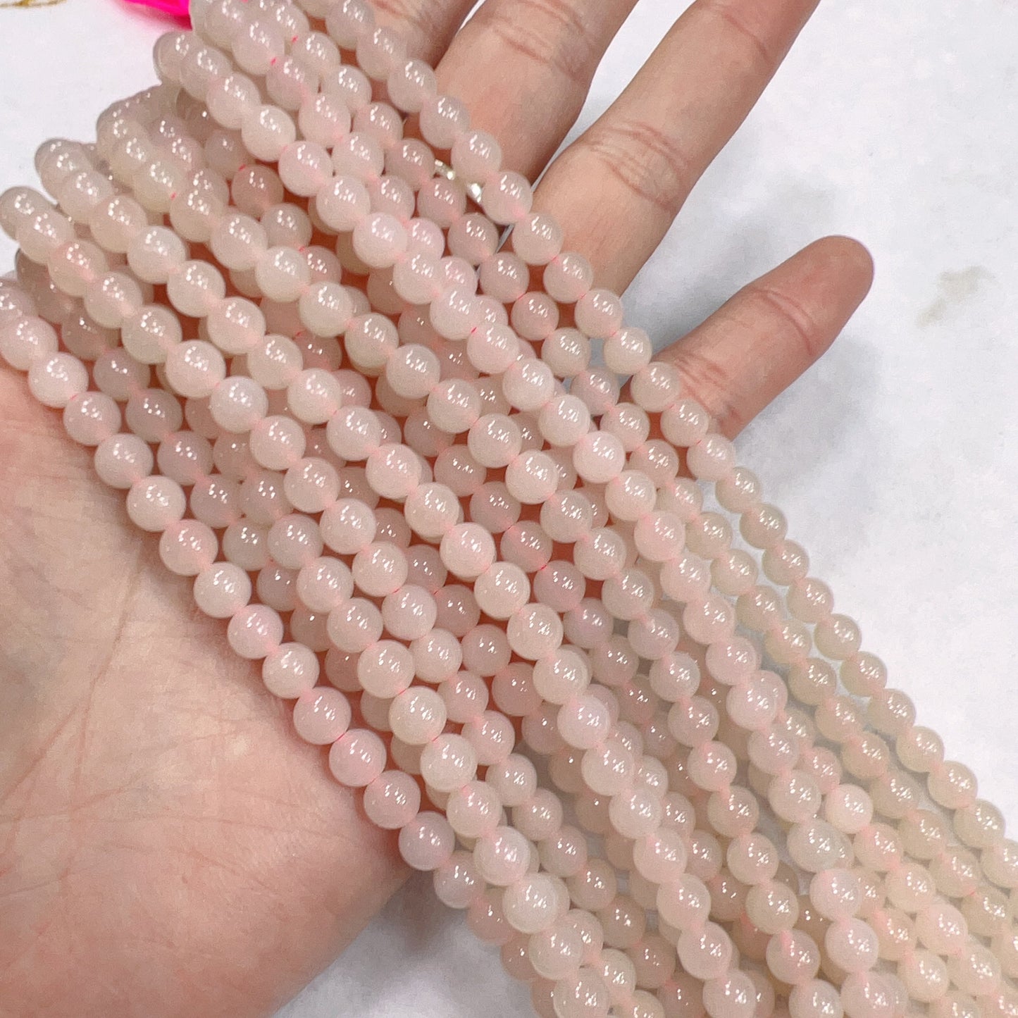 108 Pink Nephrite Prayer Beads 6Mm Round Bead Strands For Diy Jewelry Projects