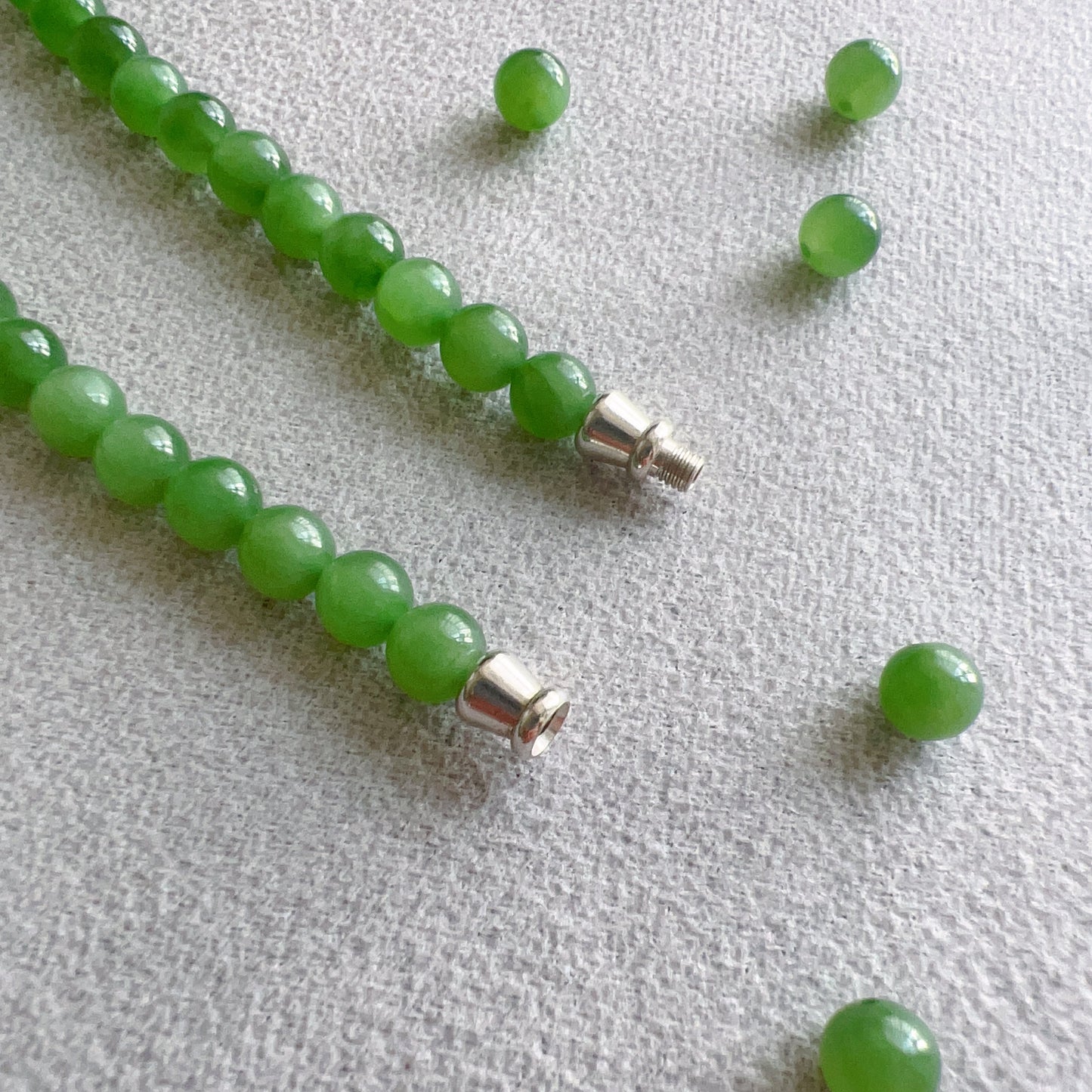 Premium Green Nephrite Jade Beaded Necklace With 925 Sterling Silver Clasp | Natural Heart Chakra Healing Stone Jewelry