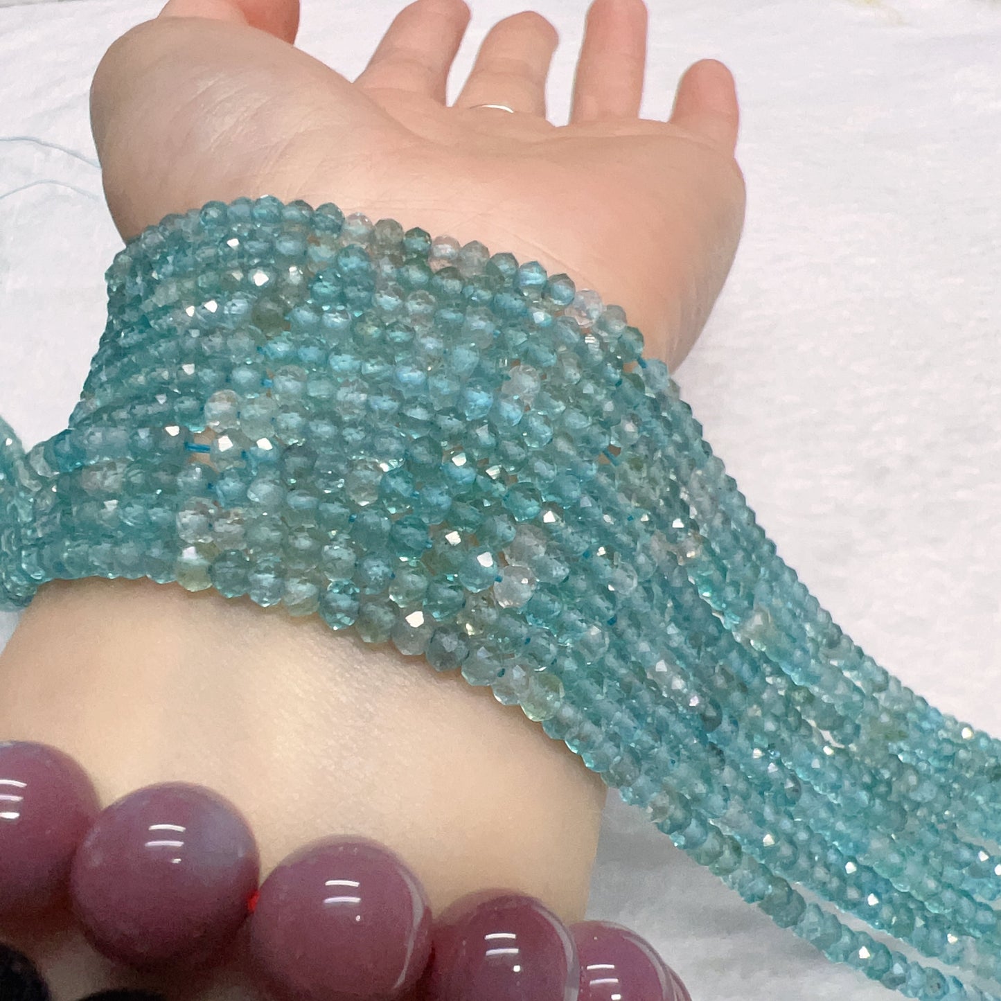 3X4Mm Best Quality In Strand Natural Light Blue Apatite Faceted Rondelle Beads For Diy Jewelry Project