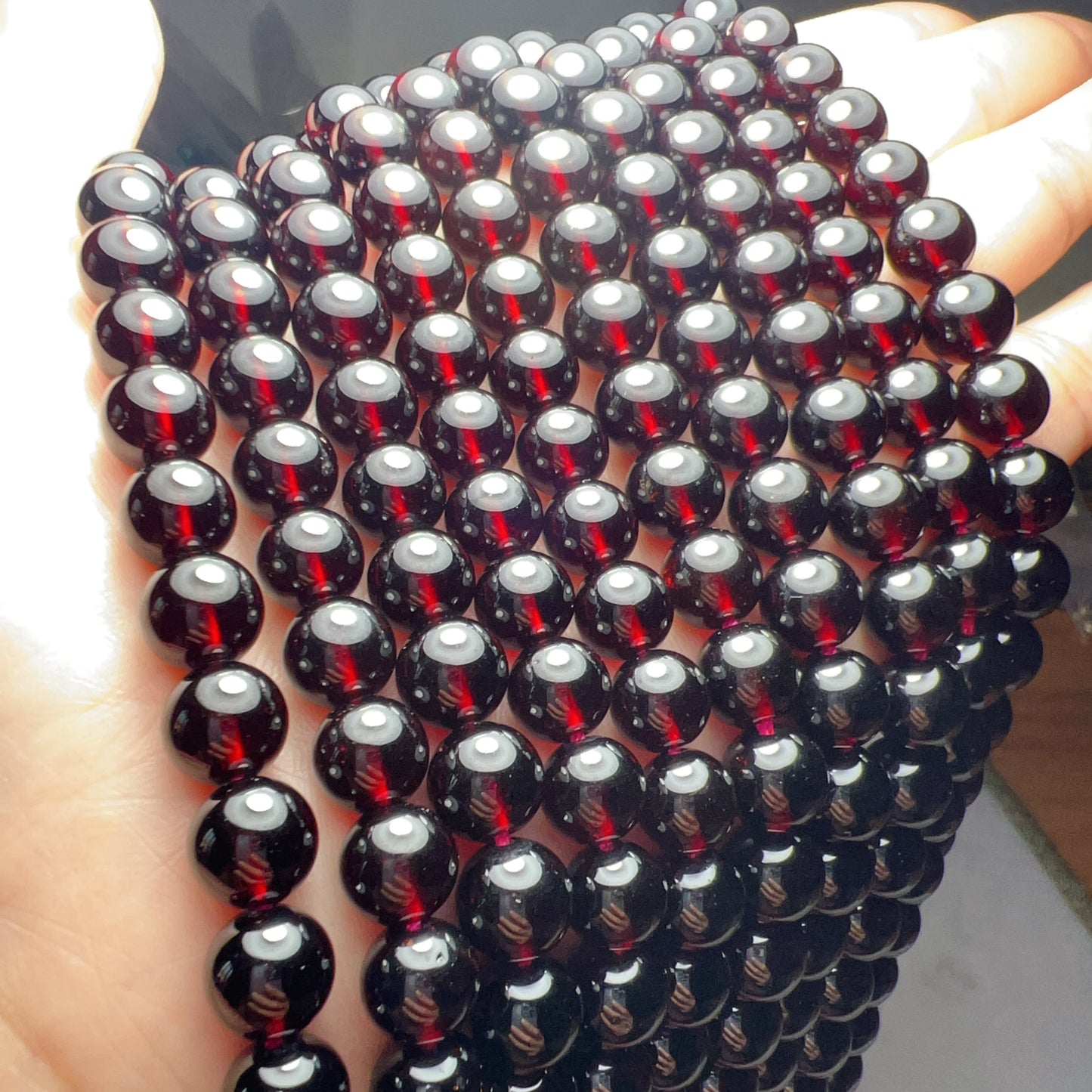 Best Quality In Strands 8.3Mm Natural Almandine Red Garnet Bead Strands For Diy Jewelry Projects