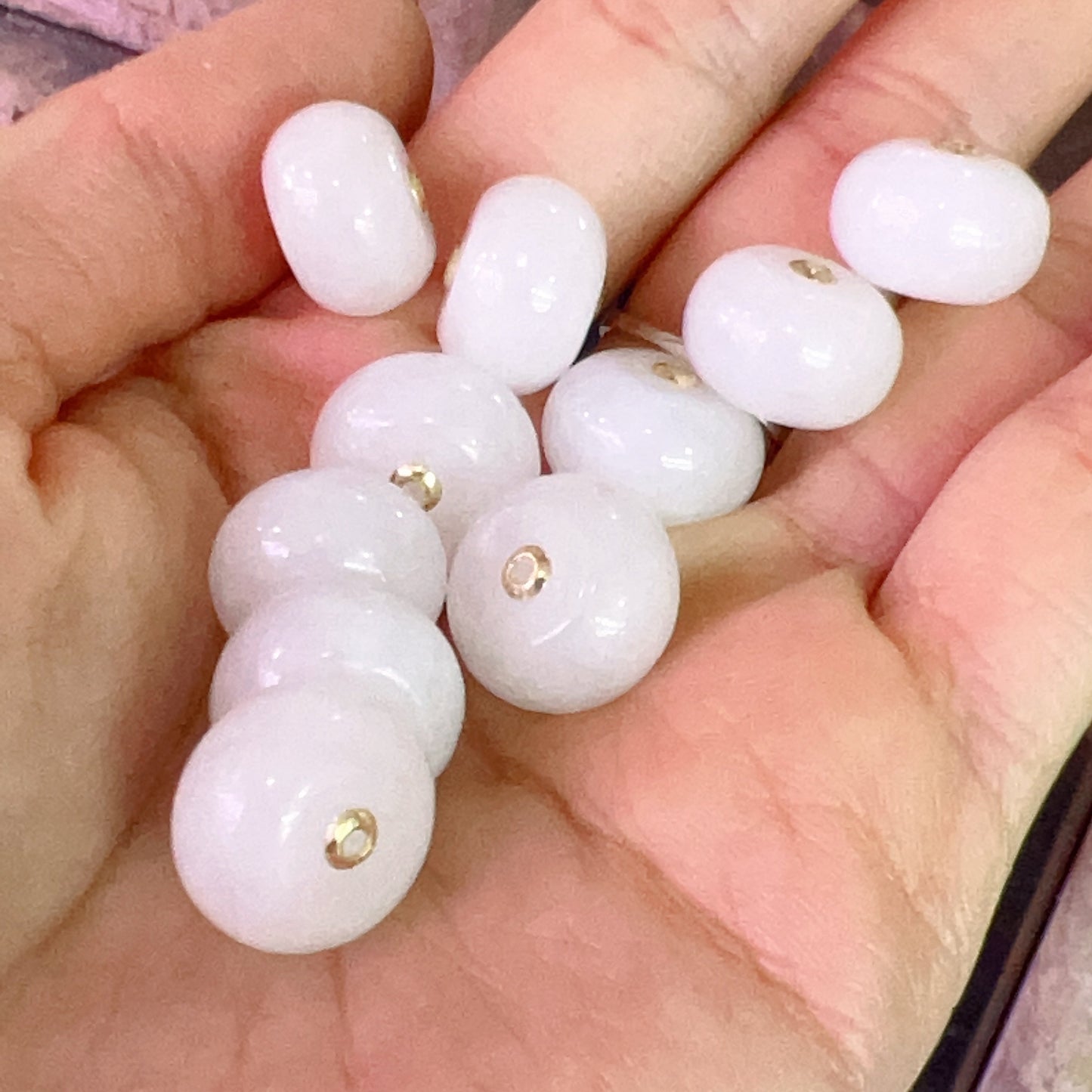Natural White Nephrite With 18K Yellow Gold Spacers Hetian Jade Charms Diy Jewelry Project