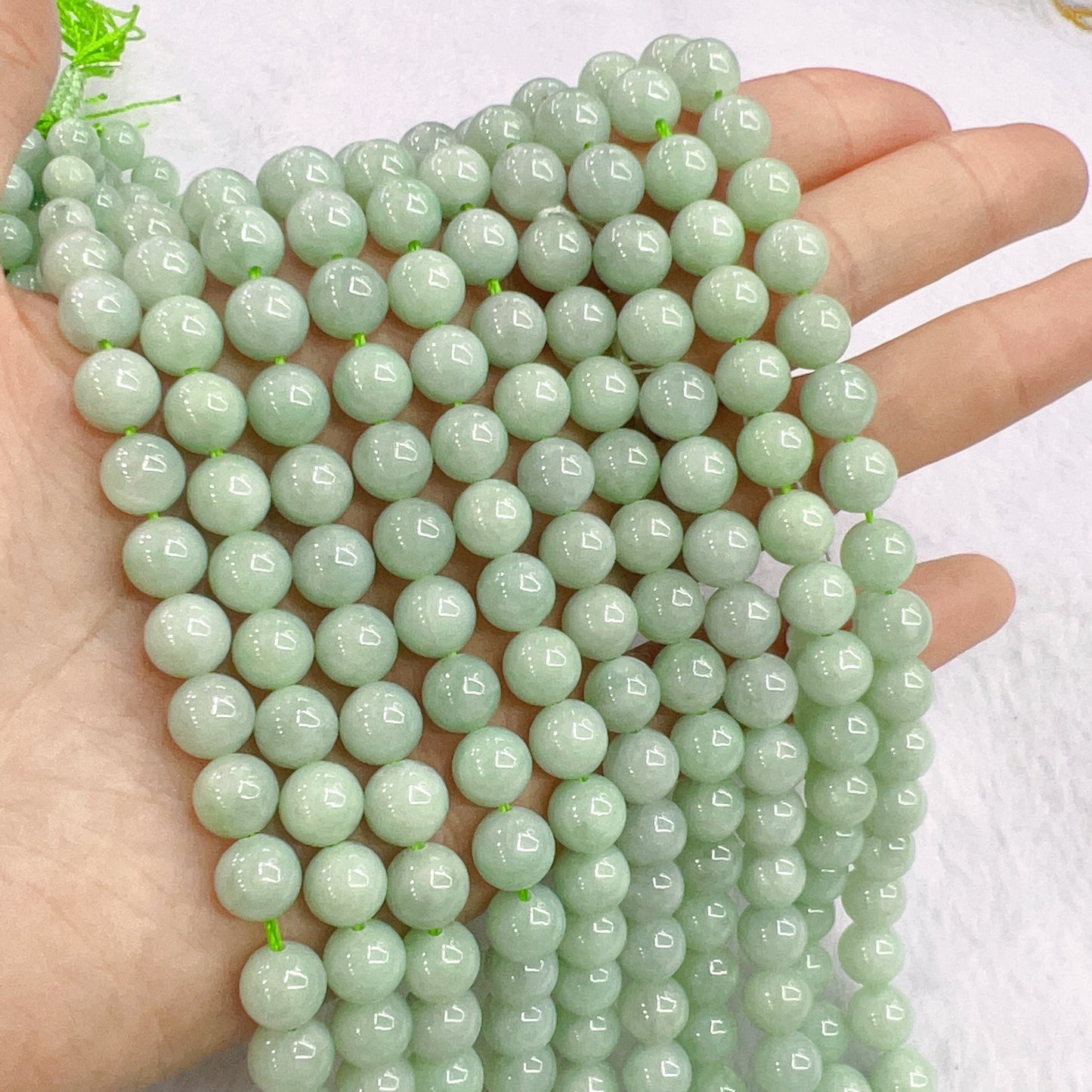 High-Quality In Strand 8Mm Genuine Jadeite Round Beads Diy Jewelry Making Project