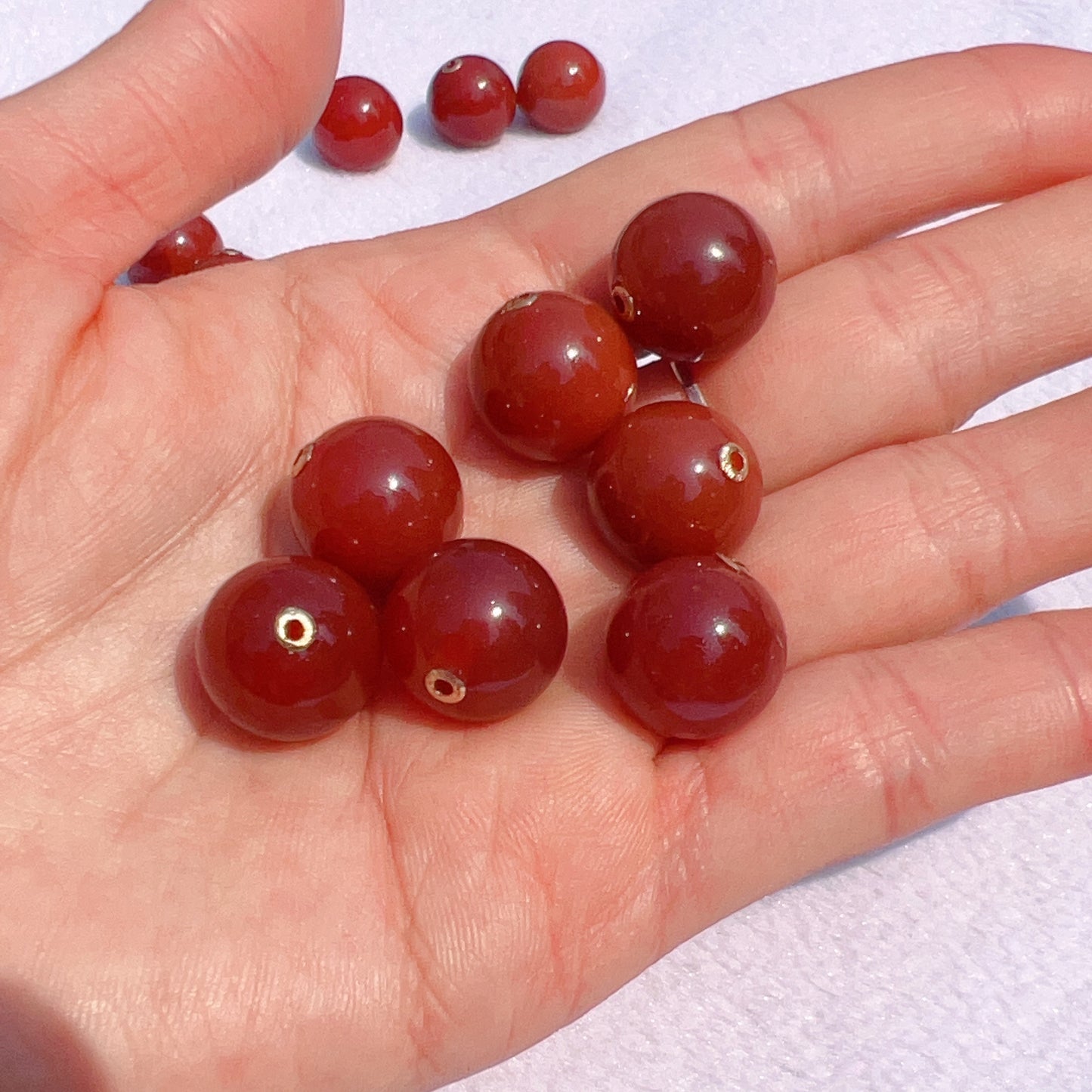 Natural Red Agate With 18K Yellow Gold Spacers Round Beads Charms Diy Jewelry Project