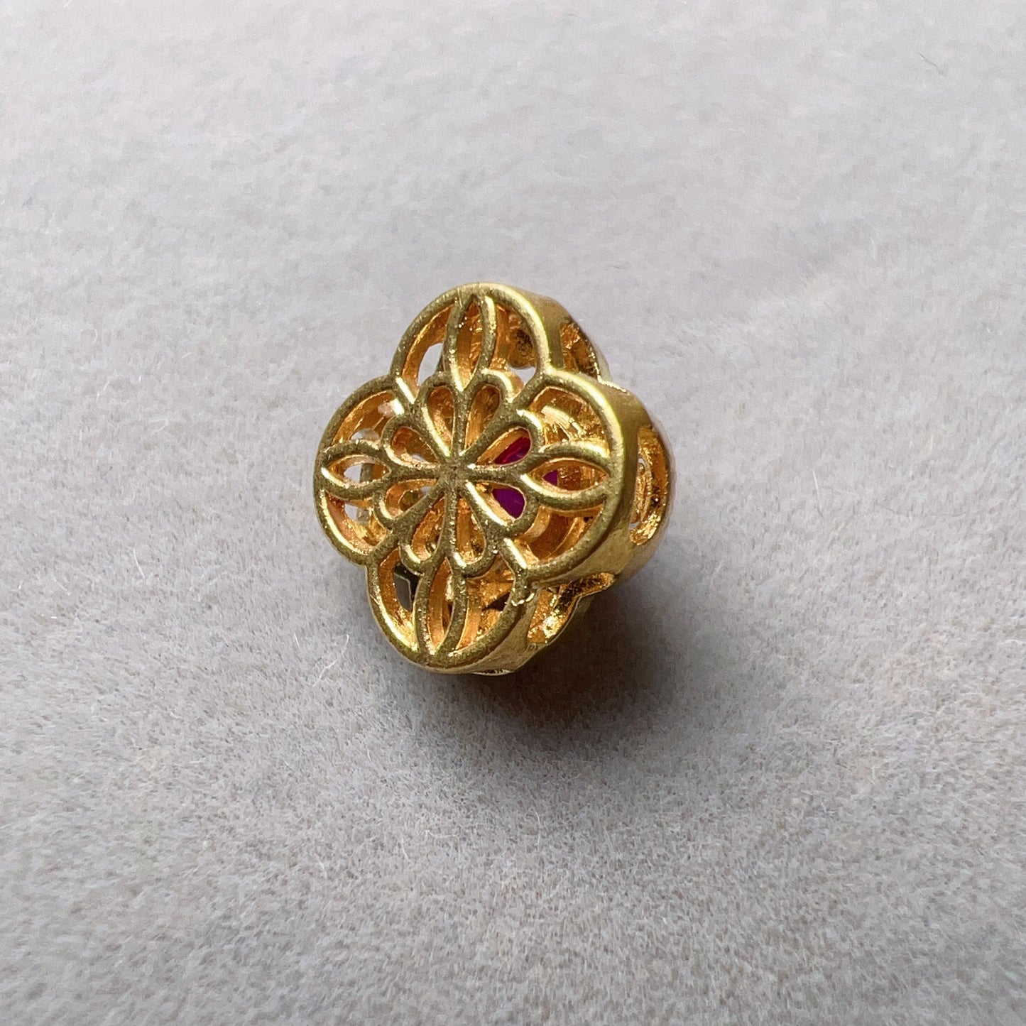 18K Yellow Gold Four-Leaf Clover Bead Charms With Cubic Zirconia Stone For Diy Jewelry Projects