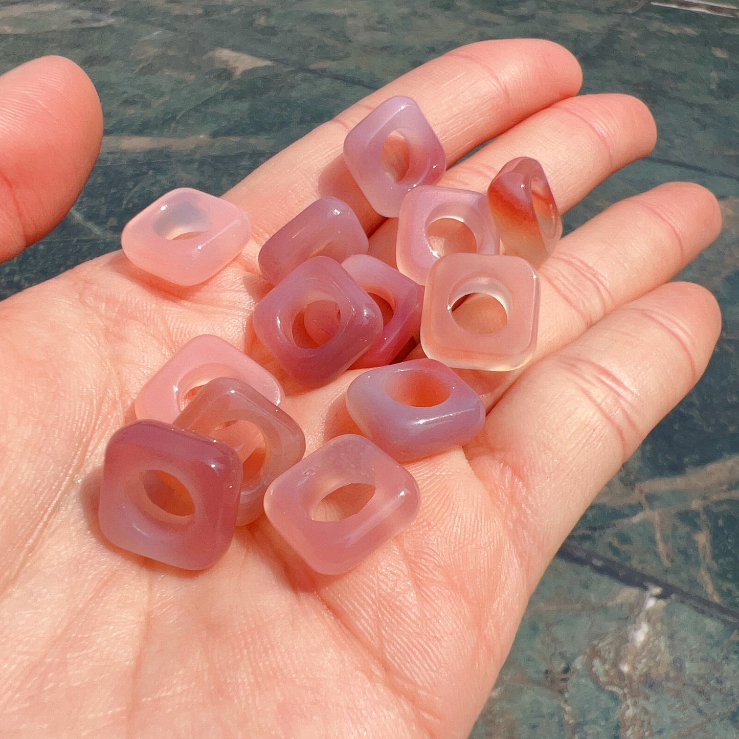 Natural Yanyuan Agate Squre Amulets Charms For Diy Jewelry Projects