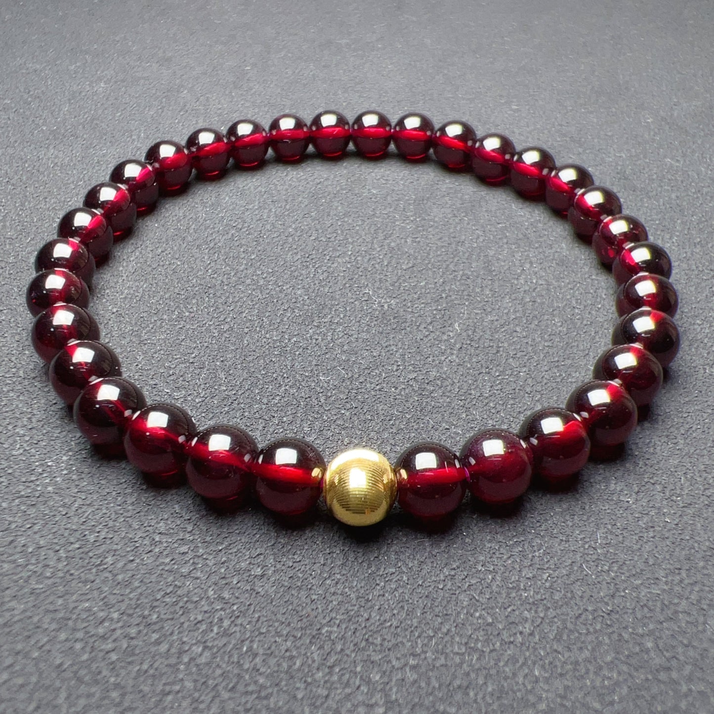Red Garnet Protection Bracelet With 18K Yellow Gold | Root Chakra Healing & Energy Jewelry For Men And Women