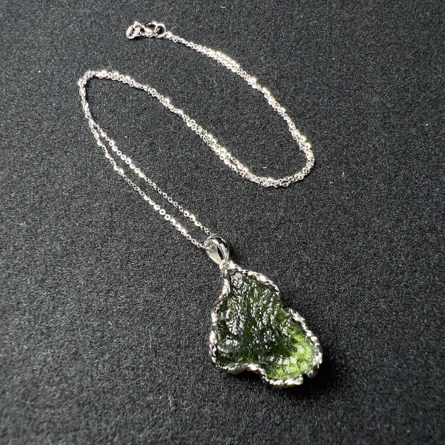 5.6G Natural Czech Moldavite Raw Stone Pendant Necklace Top-Quality Green | Rare High-Frequency Heart Chakra Healing Stone