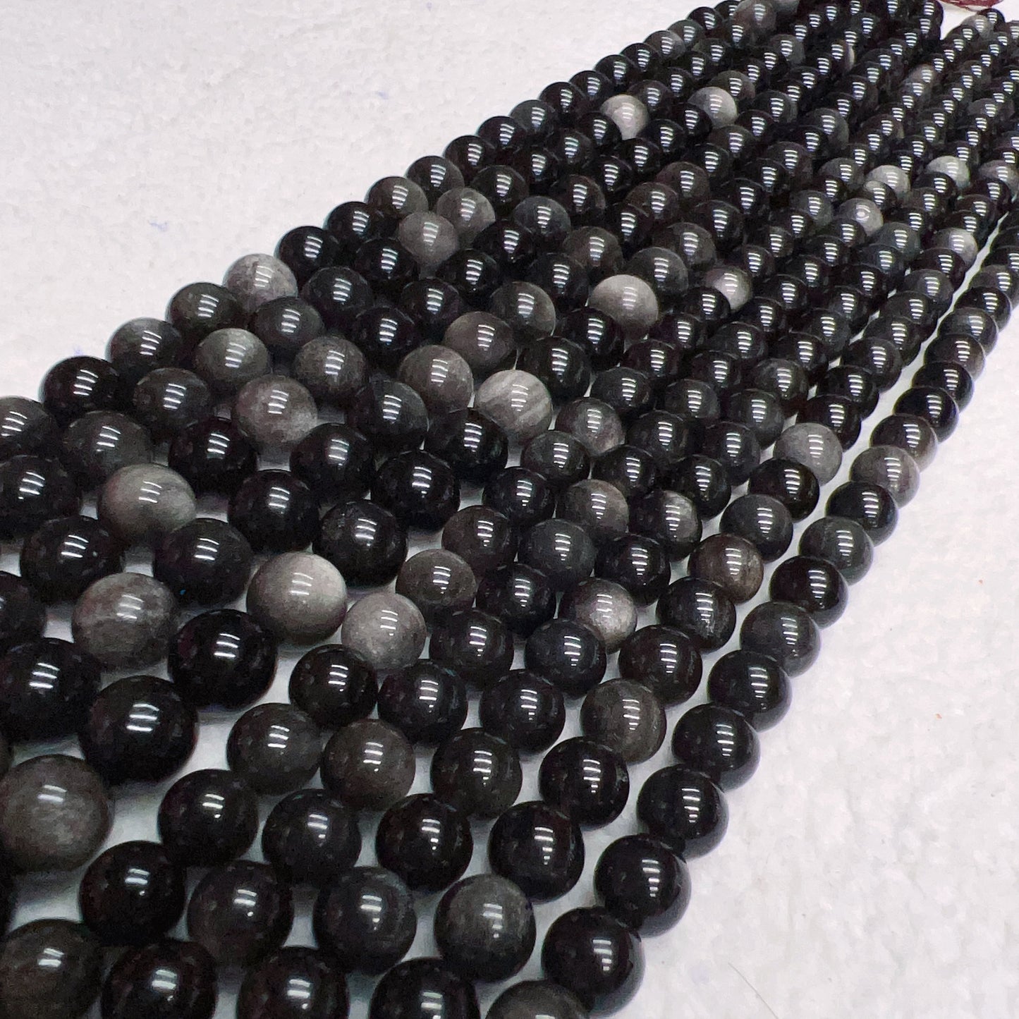 8Mm – 10Mm Natural Silver Sheen Obsidian Round Bead Strands Diy Jewelry Project