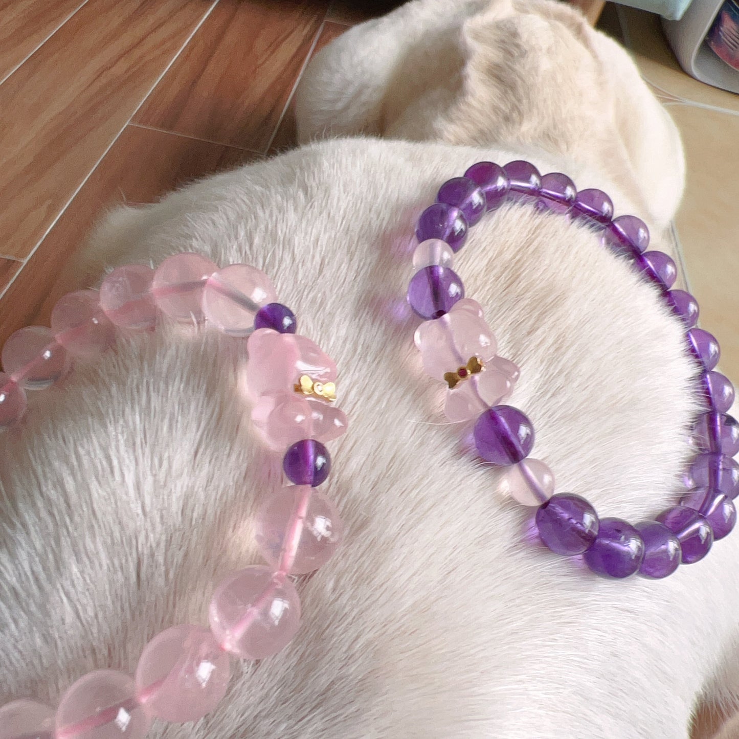 Natural Amethyst Healing Bracelet With Gummy Bear Charm | Custom Crown Chakra Jewelry For Energy Healing And Wellness