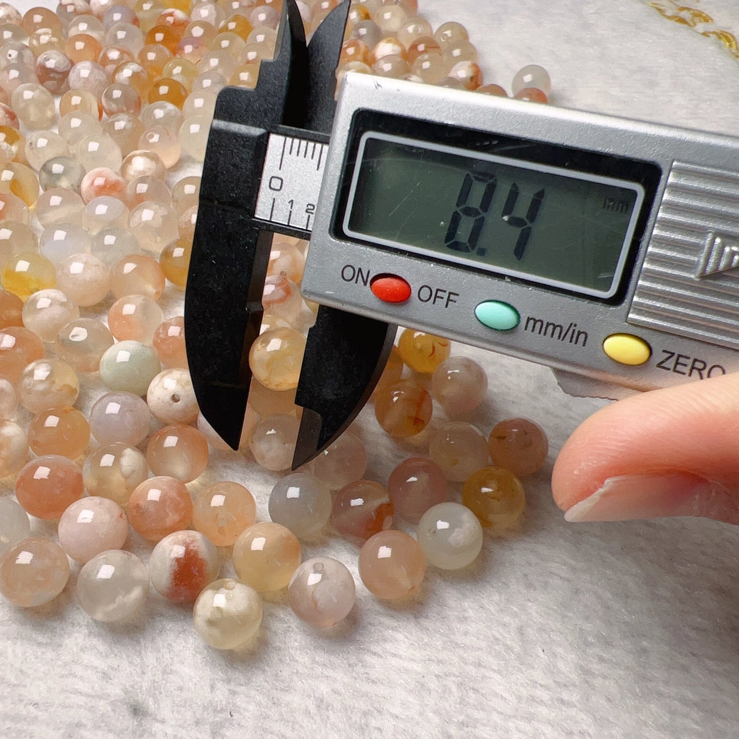 100 Pcs 8Mm High-Quality Cherry Blossom Agate Sakura Agate Round Beads For Diy Jewelry Projects