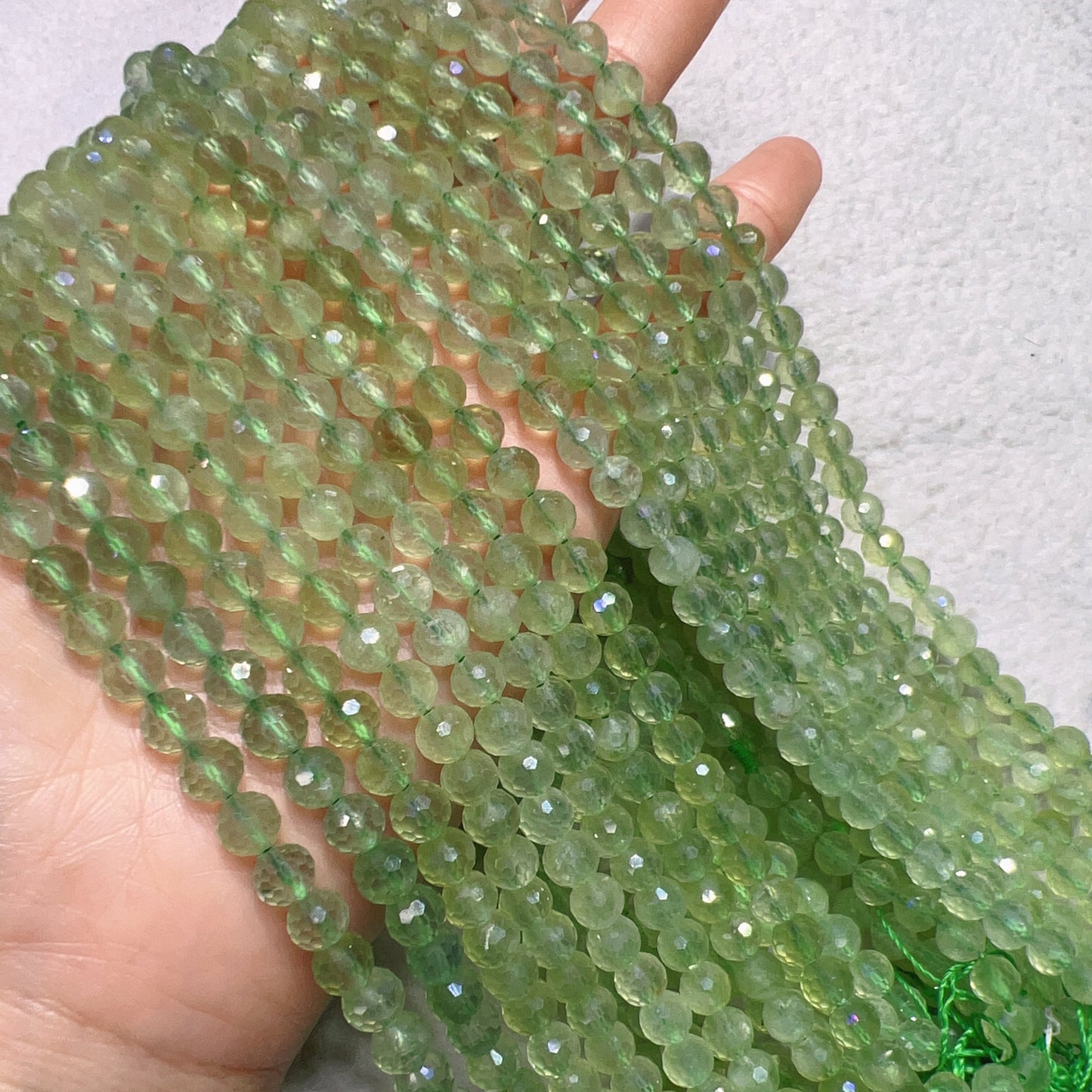 6Mm Natural High-Quality Faceted Prehnite Bead Strands For Diy Jewelry Projects